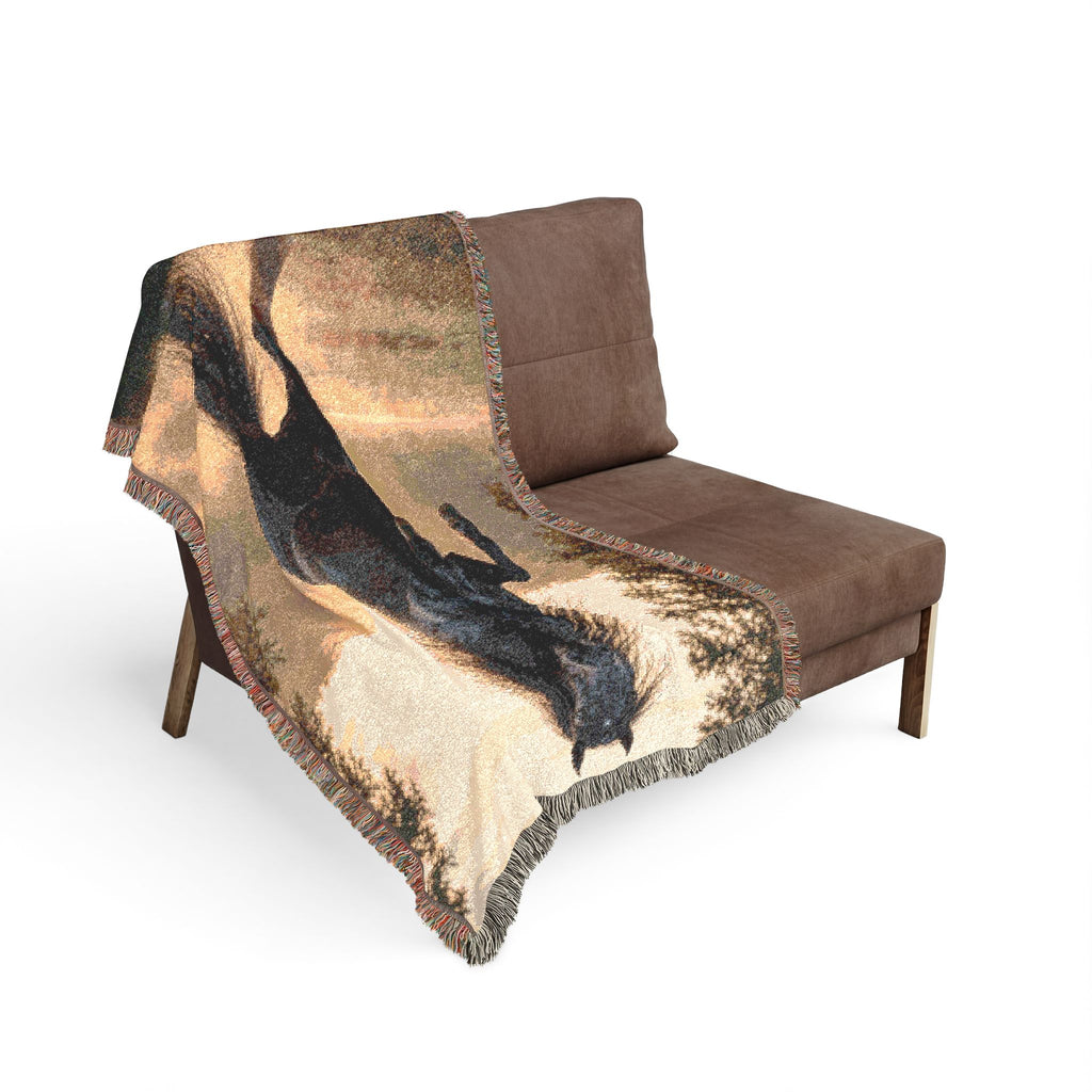 Wild Stallion Horse Woven Blanket - Equestrian Throw