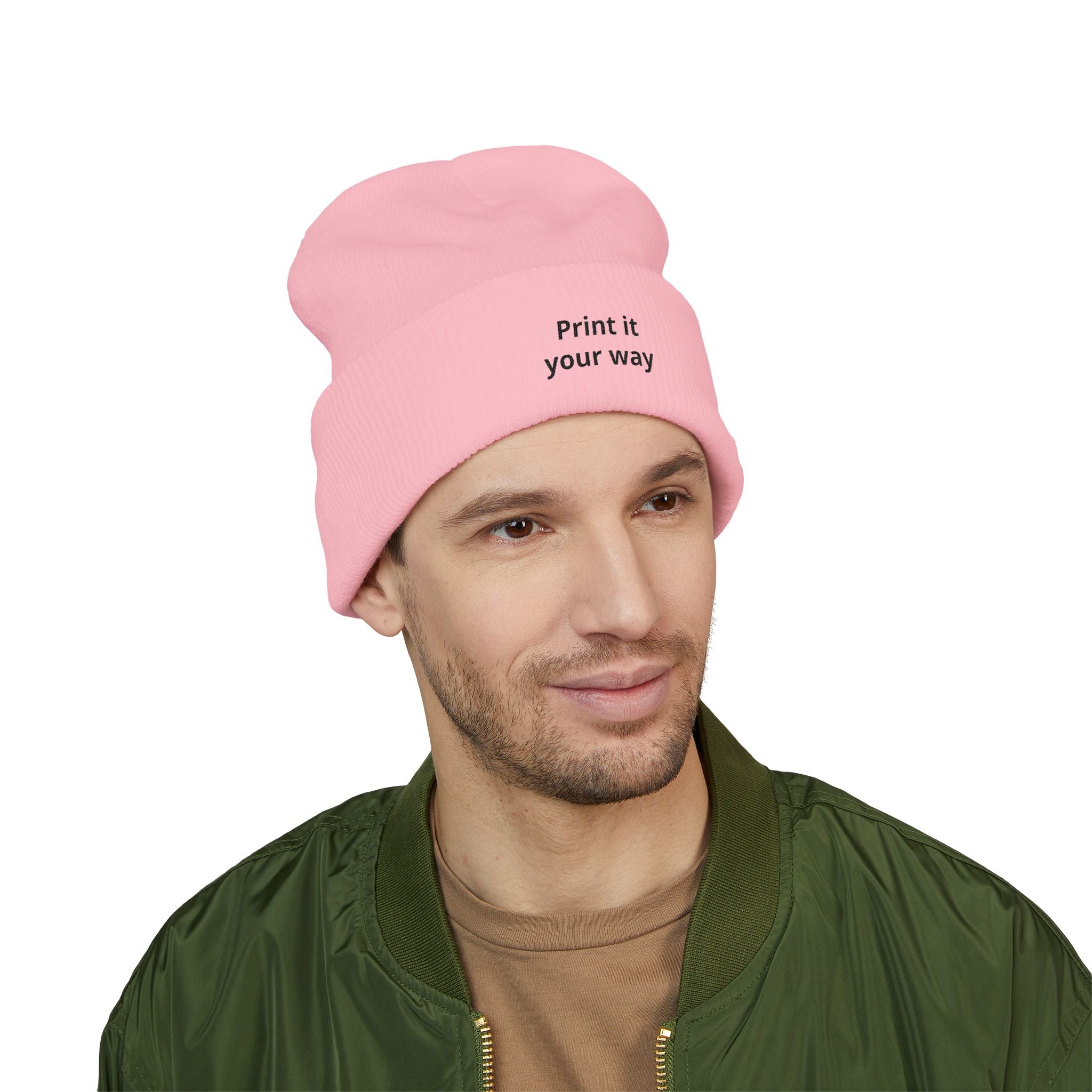 Print It Your Way beanie | Cuffed Embroidered Beanie, Custom Text