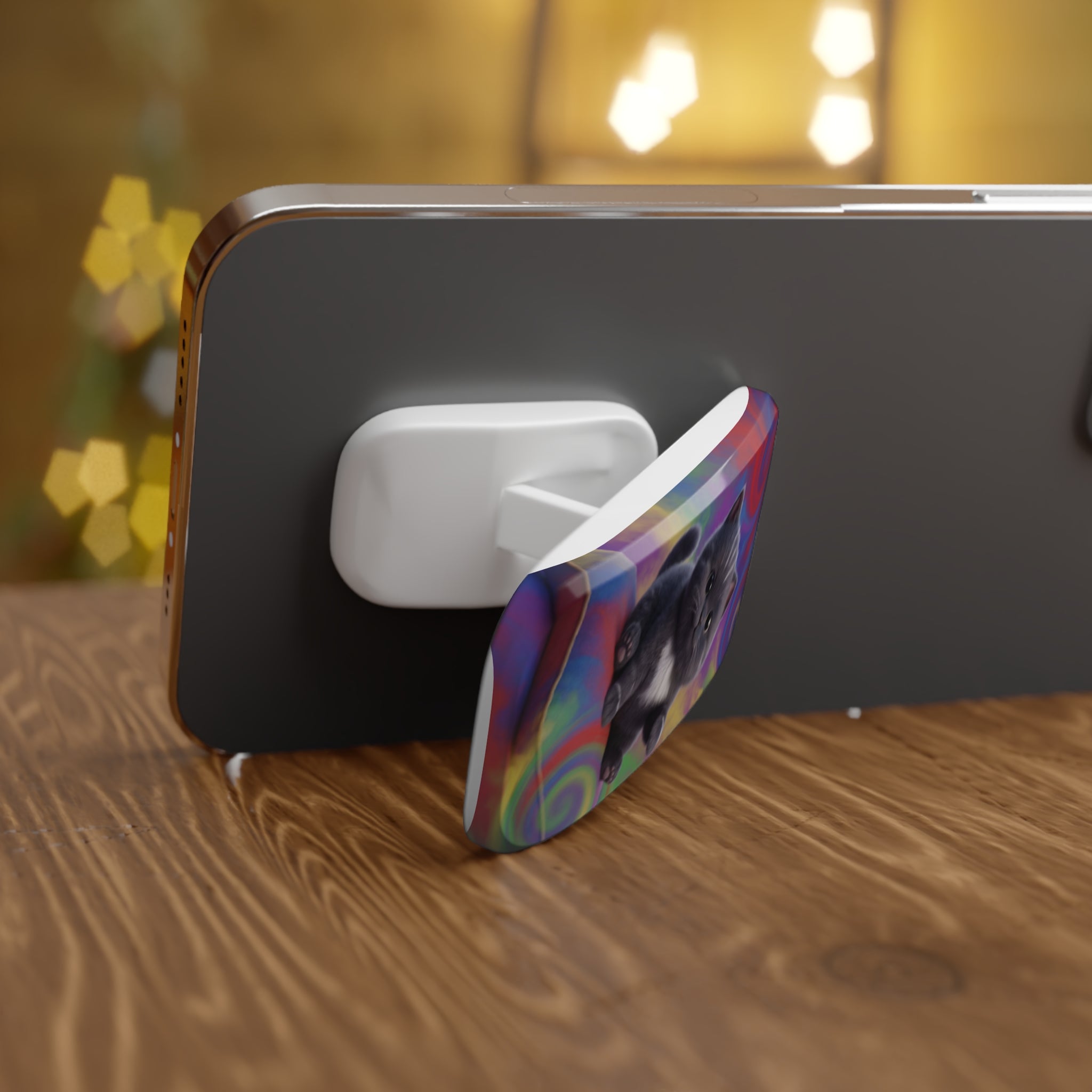 Kawaii Gray Cat/Phone Click-On Grip