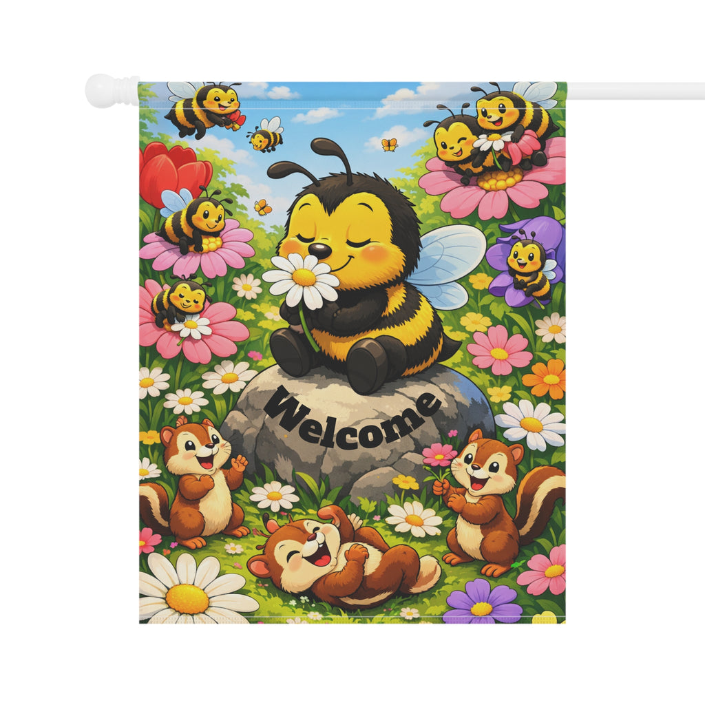 Cute Bee Welcome Garden Flag | House Banner, Floral Spring Decor
