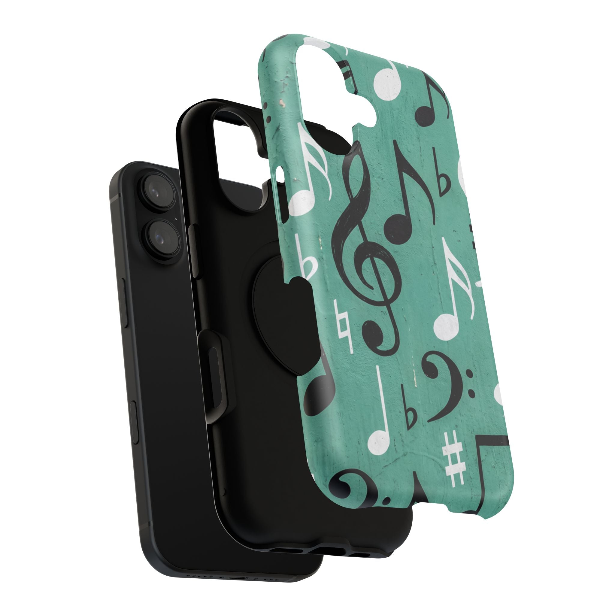 Teal Music Notes Phone Case | Impact-Resistant Case