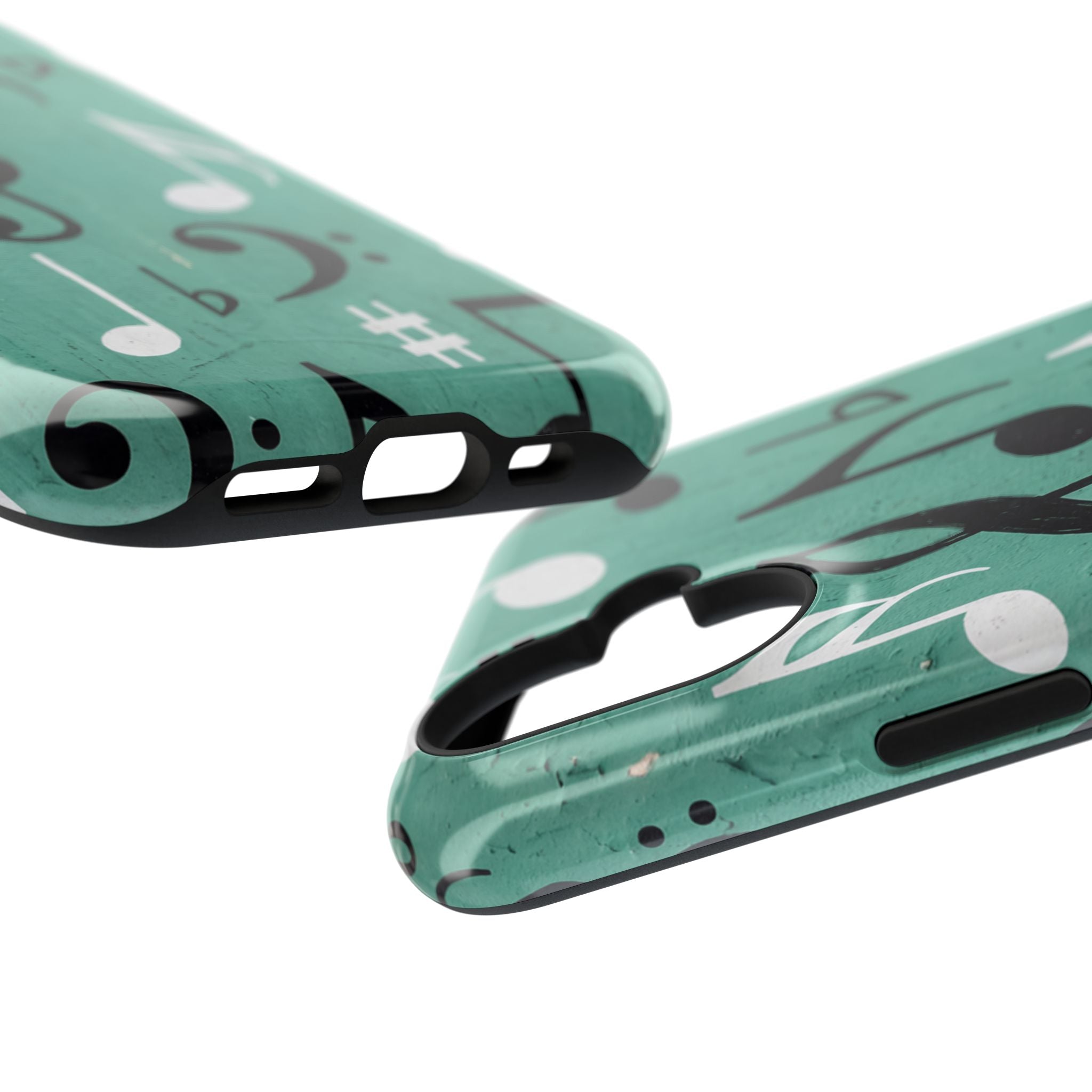 Teal Music Notes Phone Case | Impact-Resistant Case