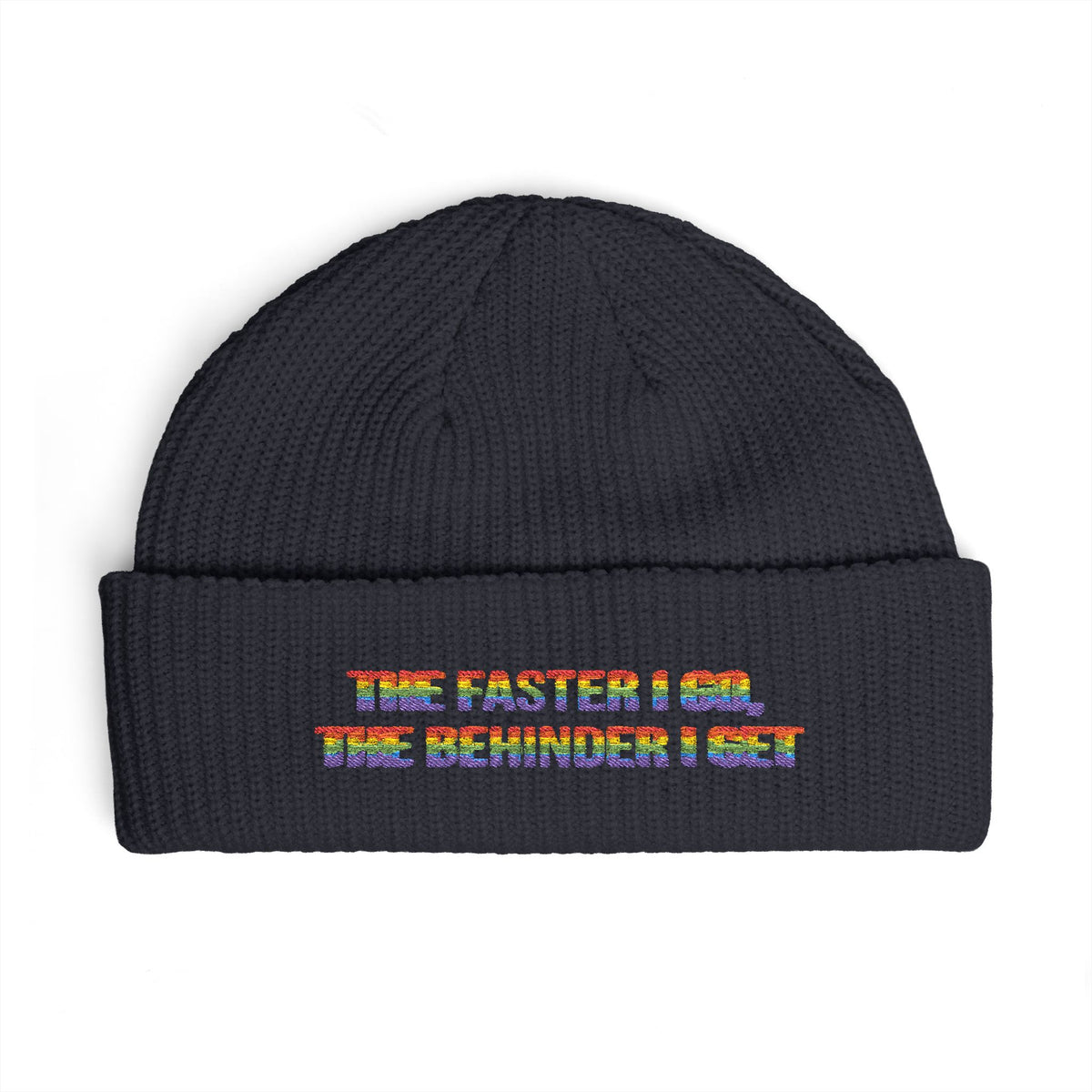 Rainbow Text Patch Cuff Beanie | Pride Embroidered Hat