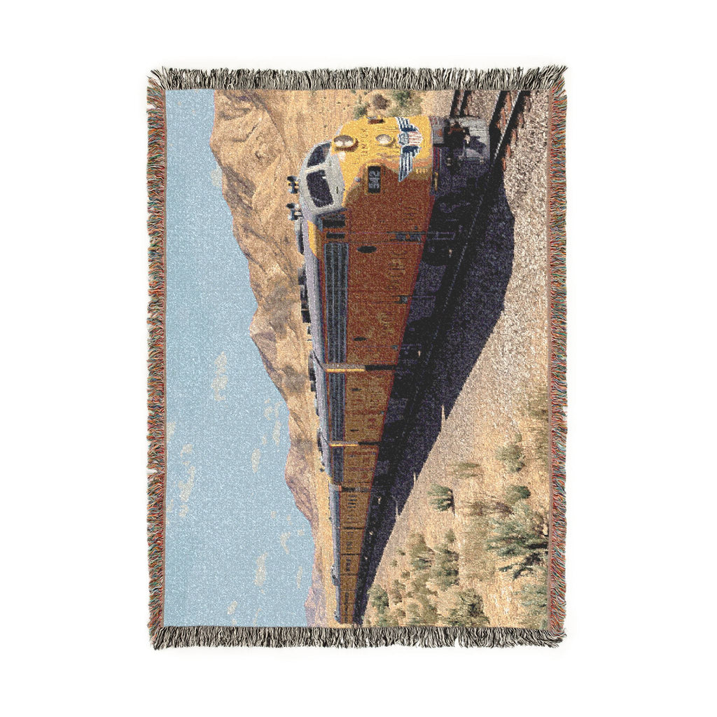 Vintage Streamlined Train Woven Blanket | Desert Locomotive Throw