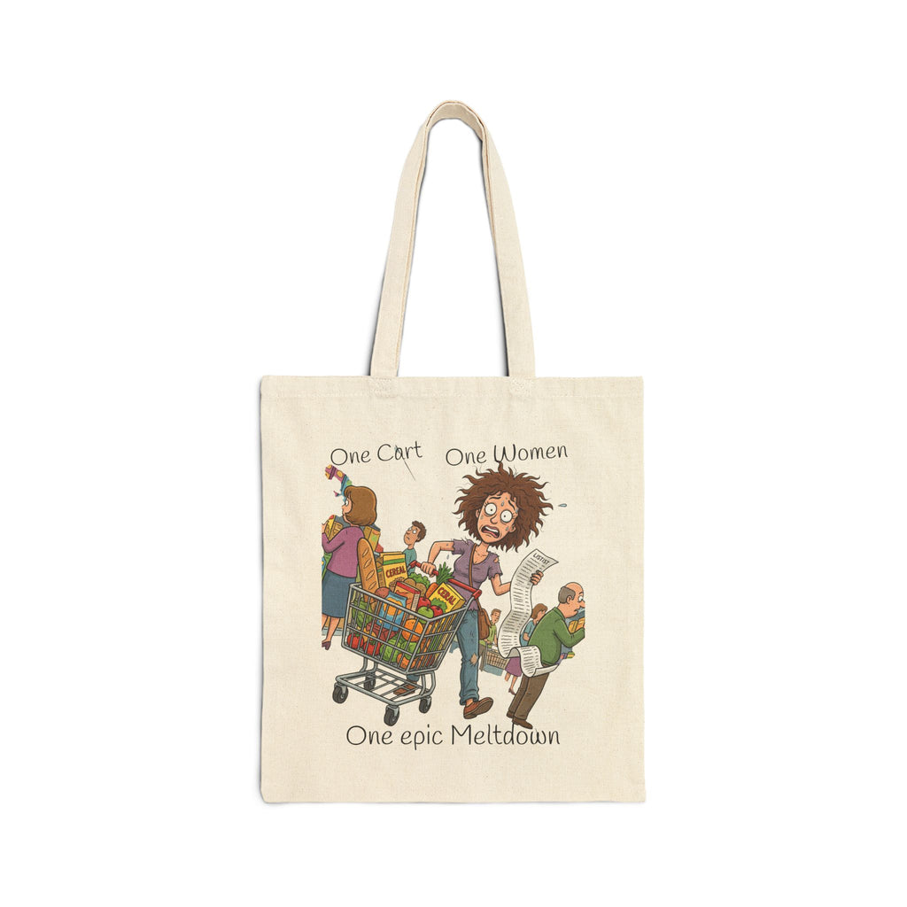 Funny Grocery Tote Bag / Epic Meltdown" Cotton Canvas Shopper