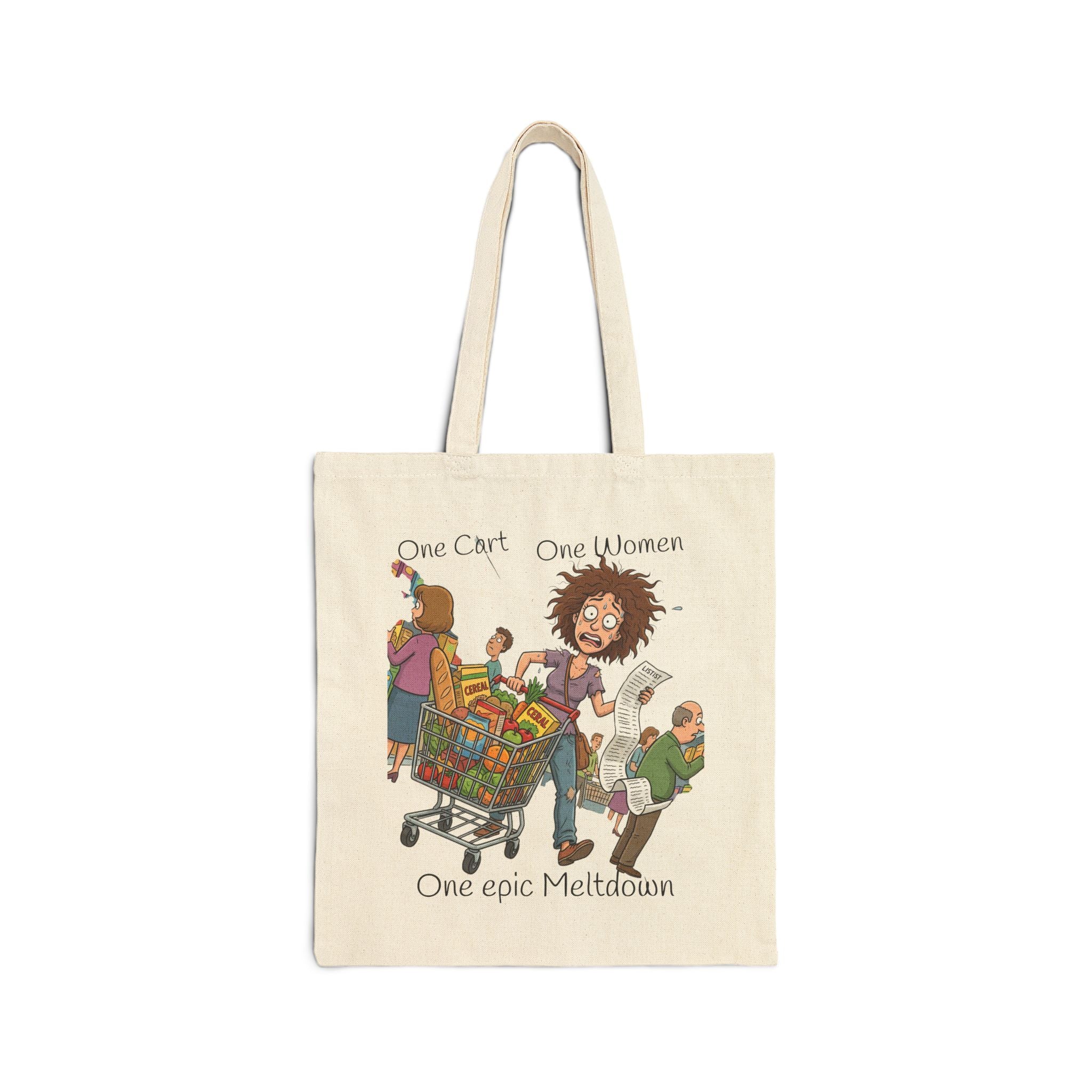 Funny Grocery Tote Bag / Epic Meltdown" Cotton Canvas Shopper