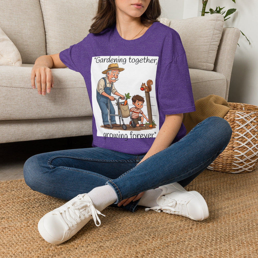 Gardening Together Growing Forever T-Shirt | Grandpa and Child Garden Design