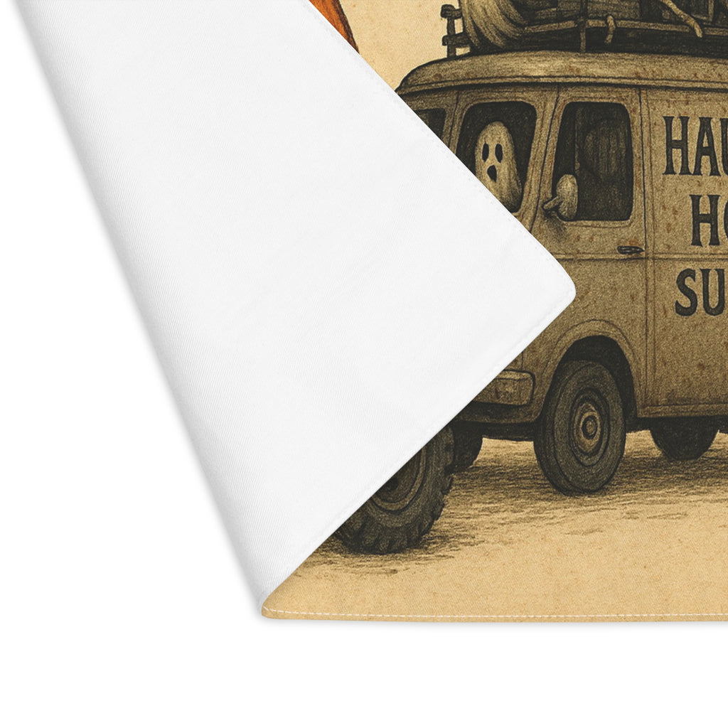 Halloween Placemat — Pumpkin Truck & 'Haunted House Supplies' Skeleton Design