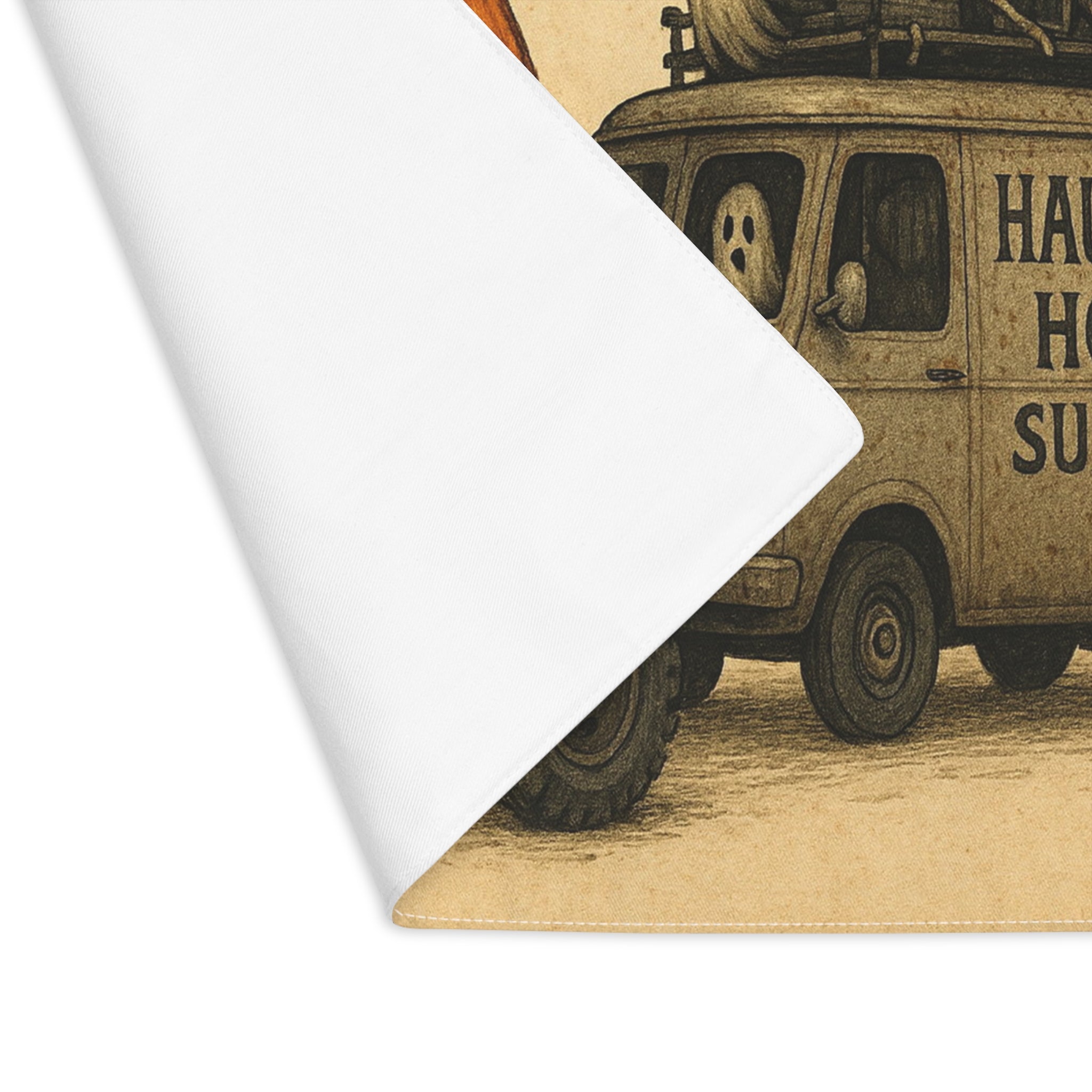 Halloween Placemat — Pumpkin Truck & 'Haunted House Supplies' Skeleton Design