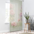 Soft Watercolor Peonies Window Curtain | Floral Sheer Drapery
