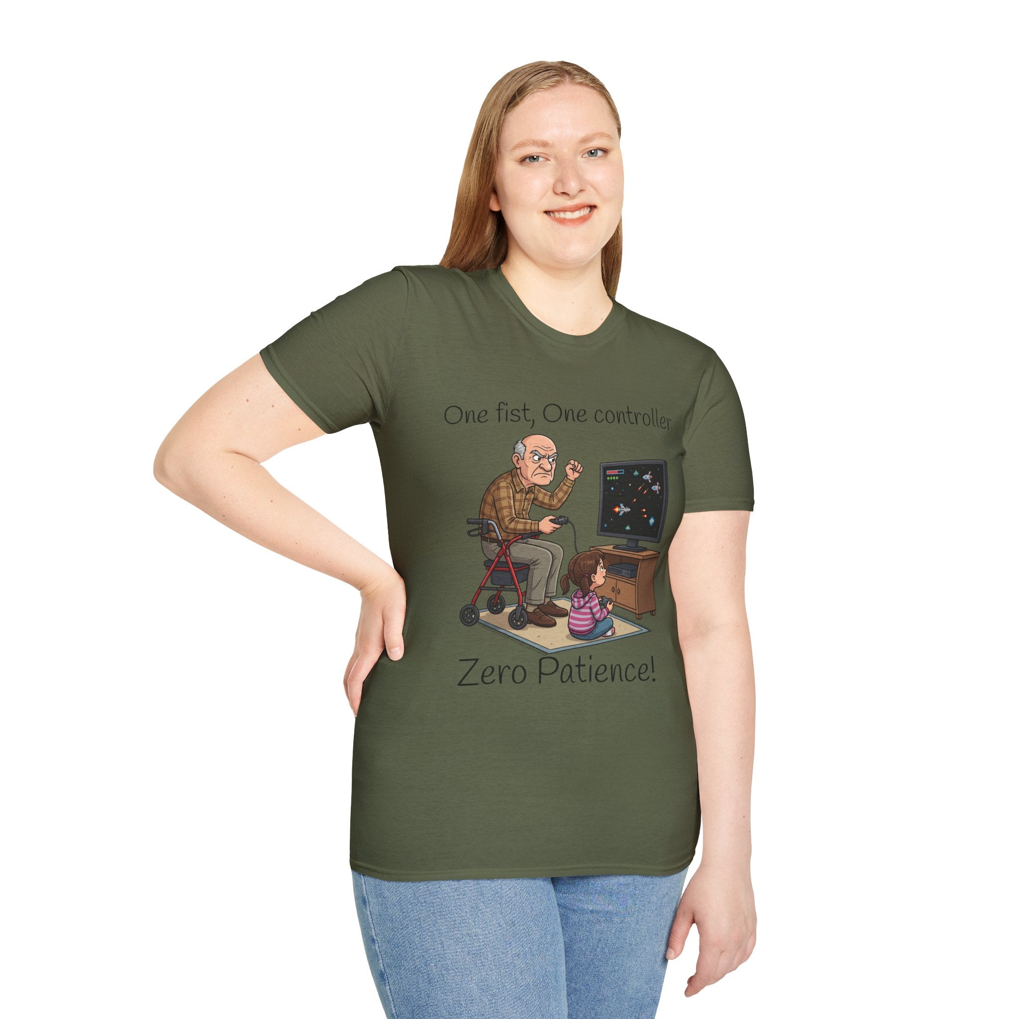 T-Shirt/One Fist One Controller tee |Zero Patience/Grandpa Gaming Design