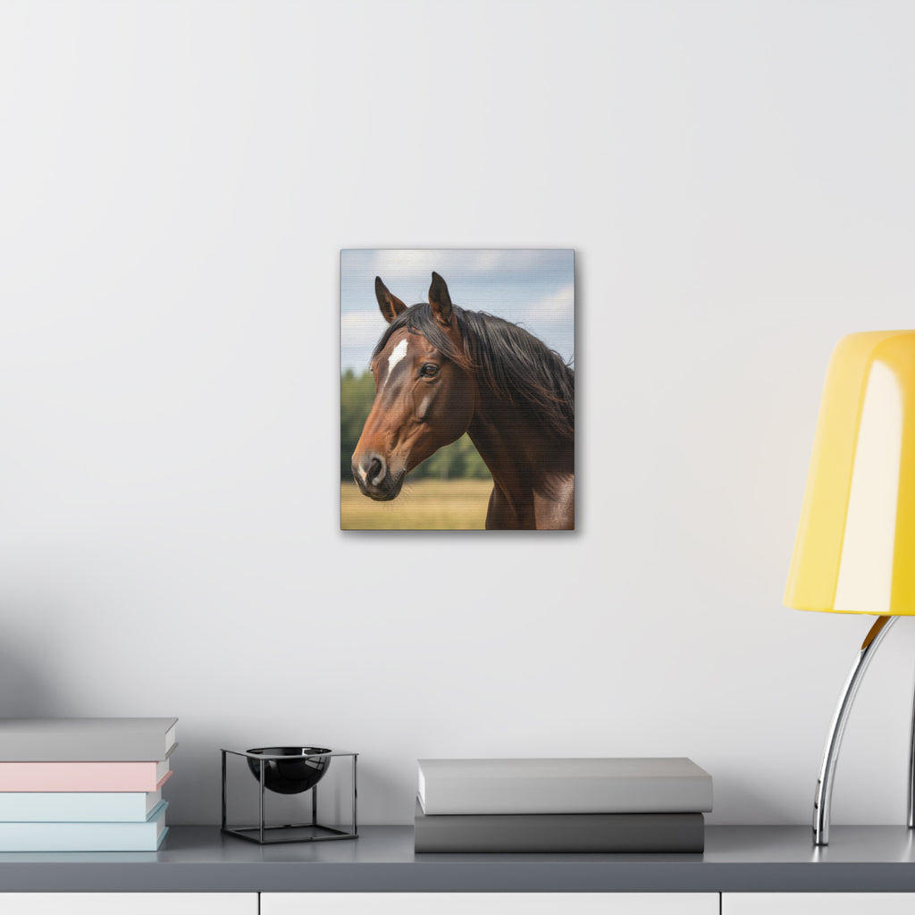 Bay Horse Portrait Canvas Print / Wall Art for Equestrian Lovers