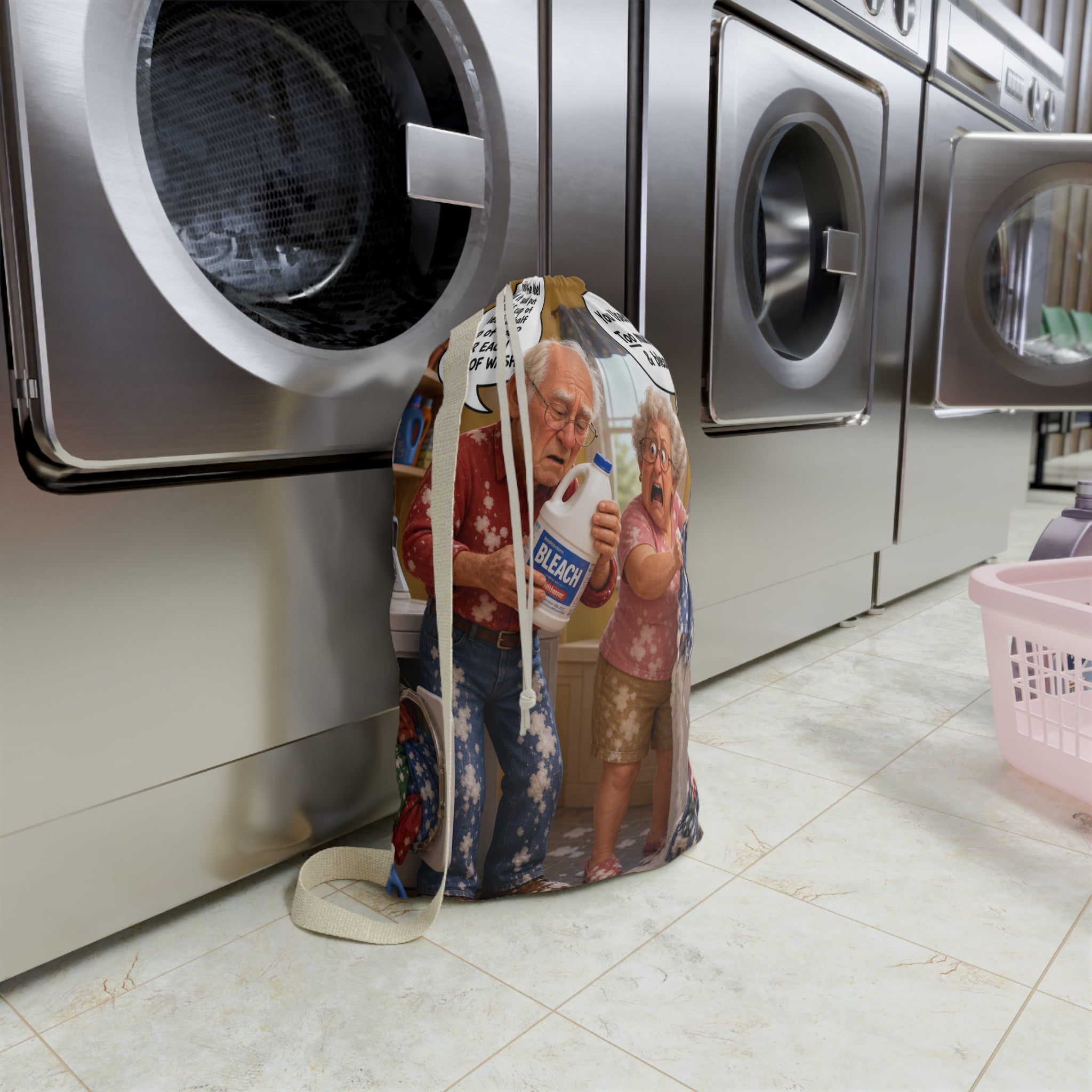 Funny Cartoon Laundry Bag — 'You Used Way Too Much Soap & Bleach'