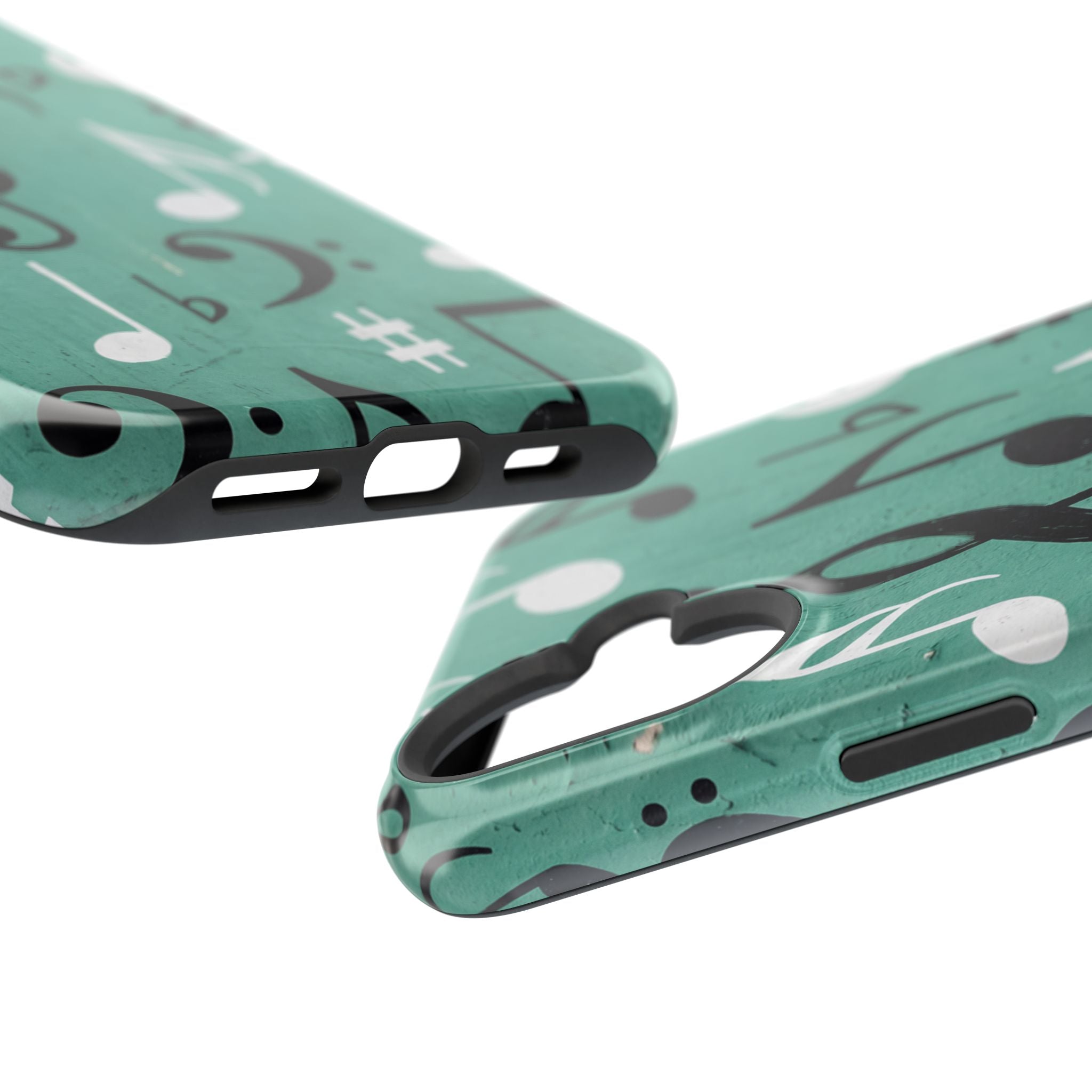 Teal Music Notes Phone Case | Impact-Resistant Case