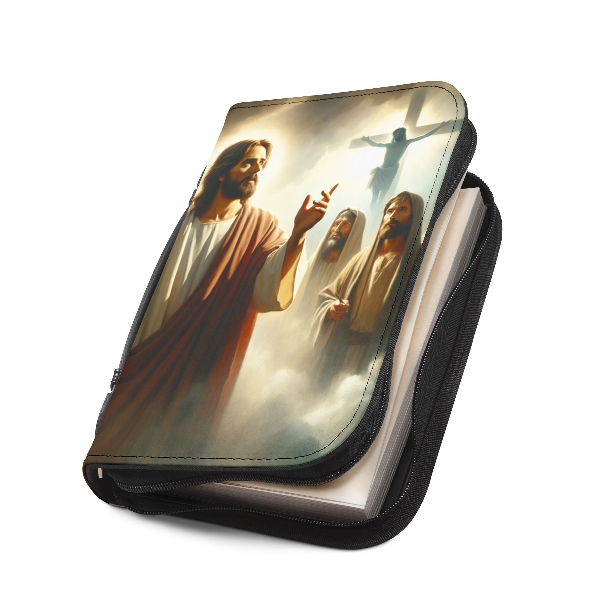 Bible Cover Jesus Crucifixion /Jesus Illustration Bible Cover | Isaiah 53:5 Scripture Zippered Cover/100% PU Leather