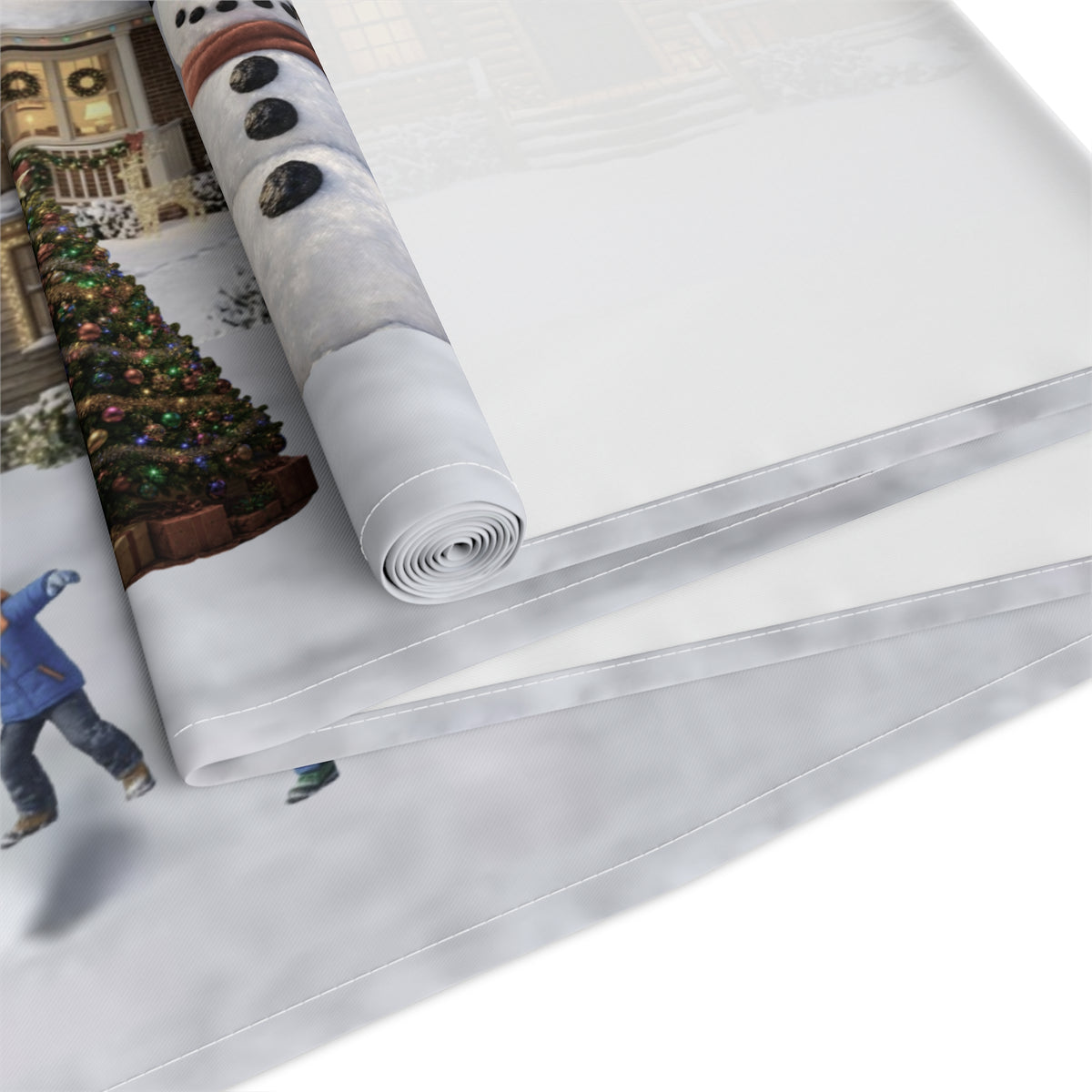 Storybook Snowman Village Table Runner | Winter Wonderland Holiday Decor