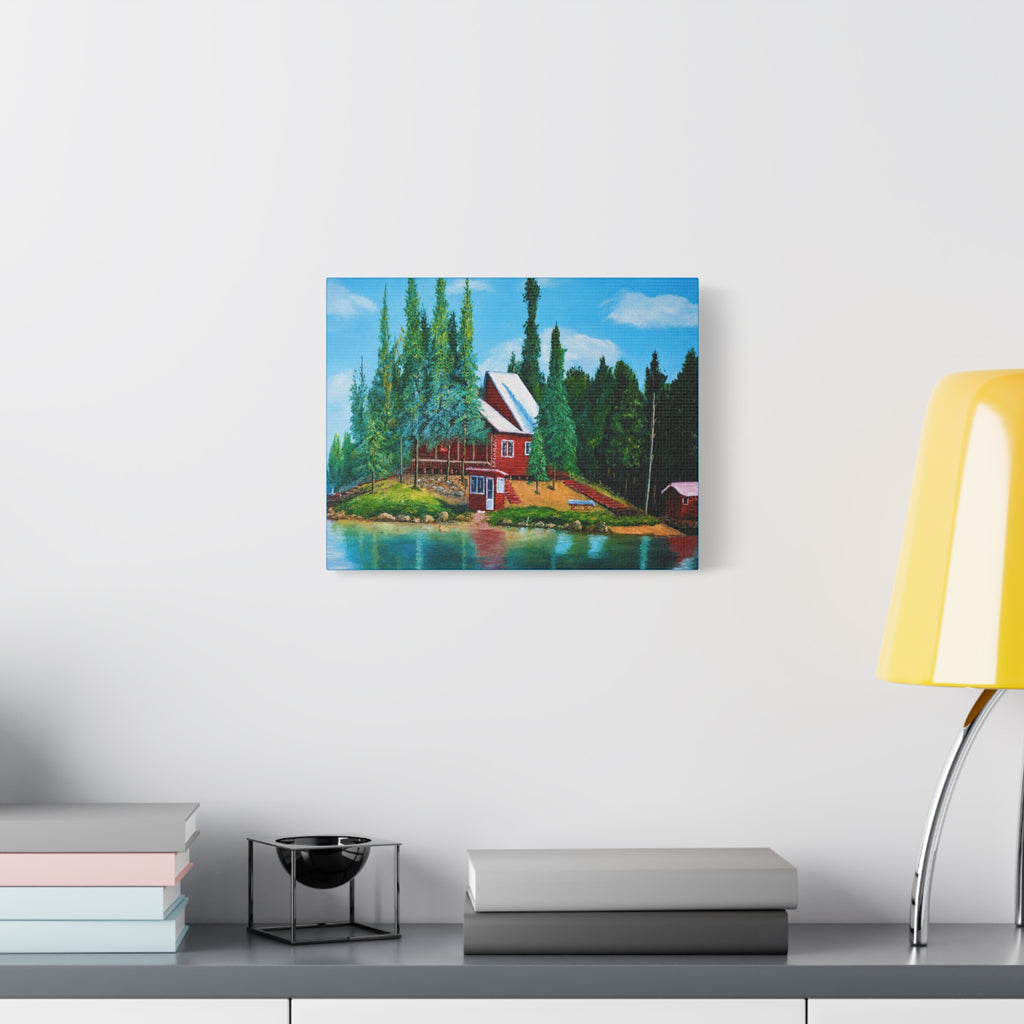 Lakeside Red Cabin /Matte Canvas