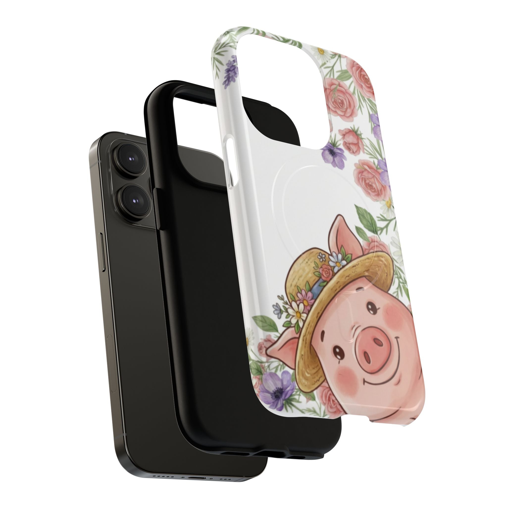Piglet in Straw Hat Floral Phone Case