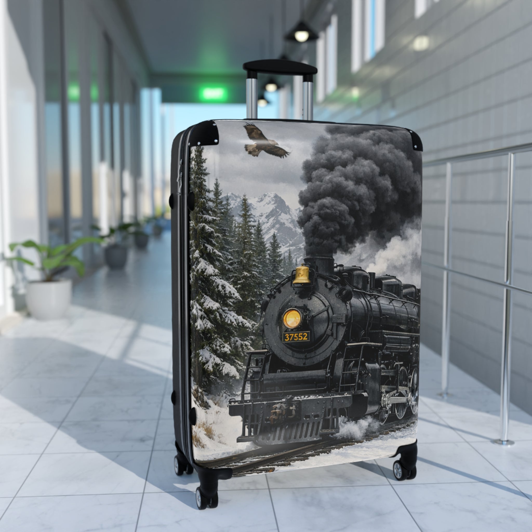 Vintage Steam Locomotive Suitcase | Train Travel Luggage