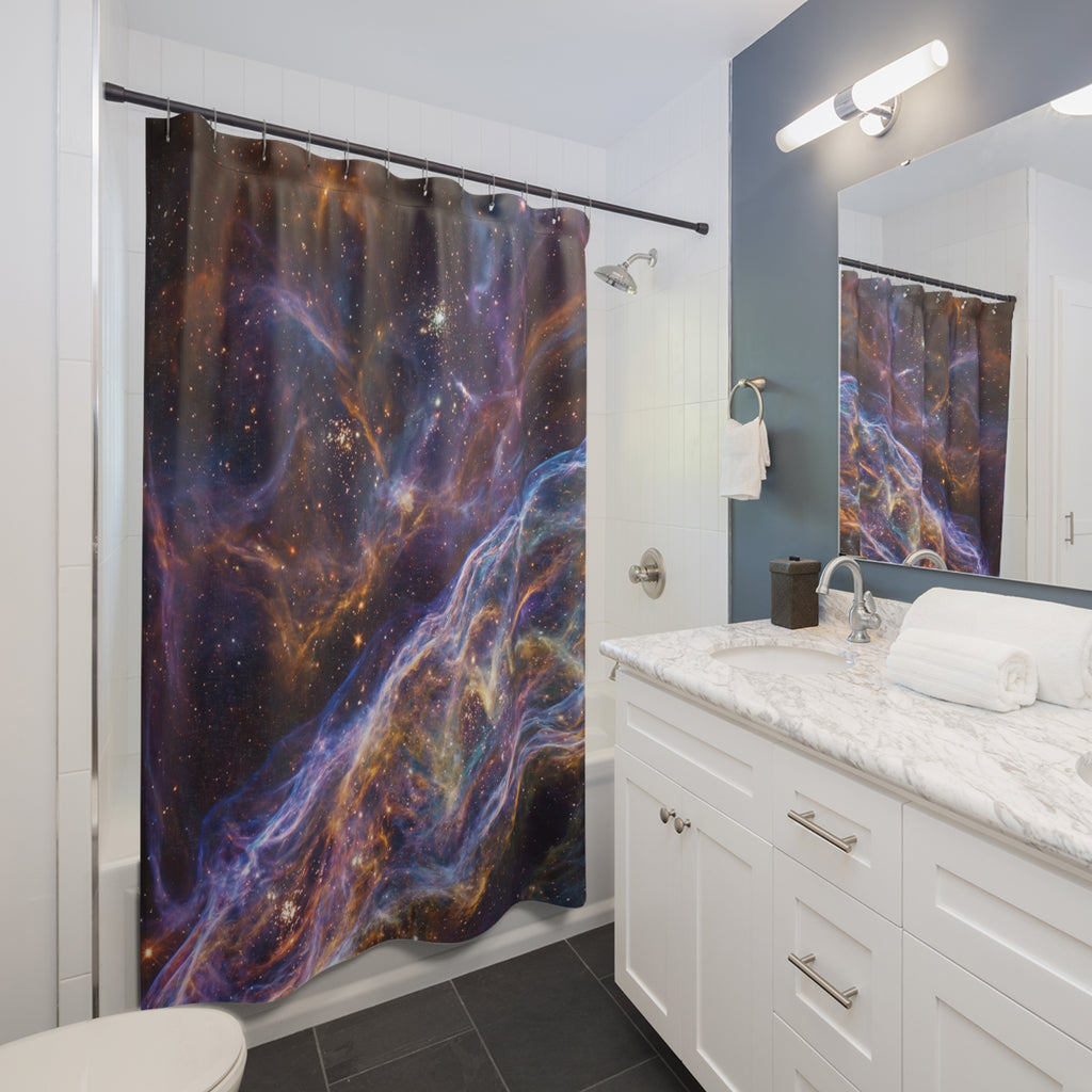 Cosmic Nebula Shower Curtain/ Space Galaxy Stars Bathroom