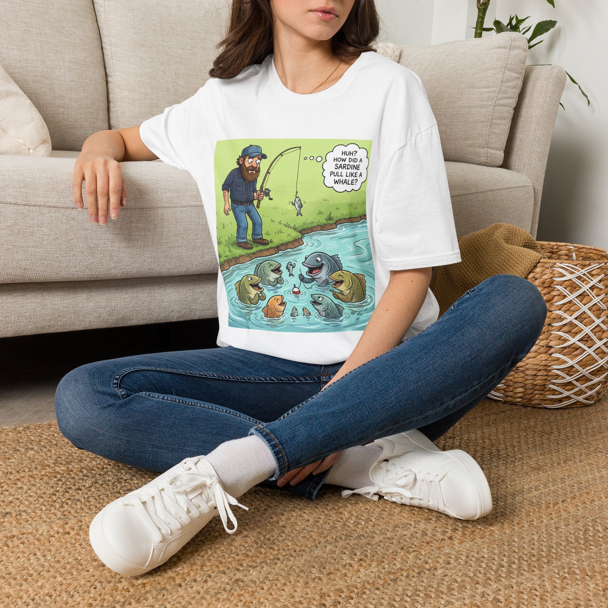 Fishing Bass Cartoon Unisex Graphic T-Shirt – Funny Lure Pond Fish Cotton Tee