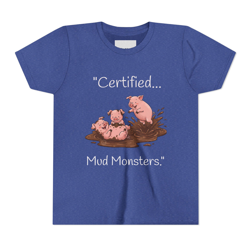 Youth Tee / "Certified Mud Monsters" Playful Piglets Graphic