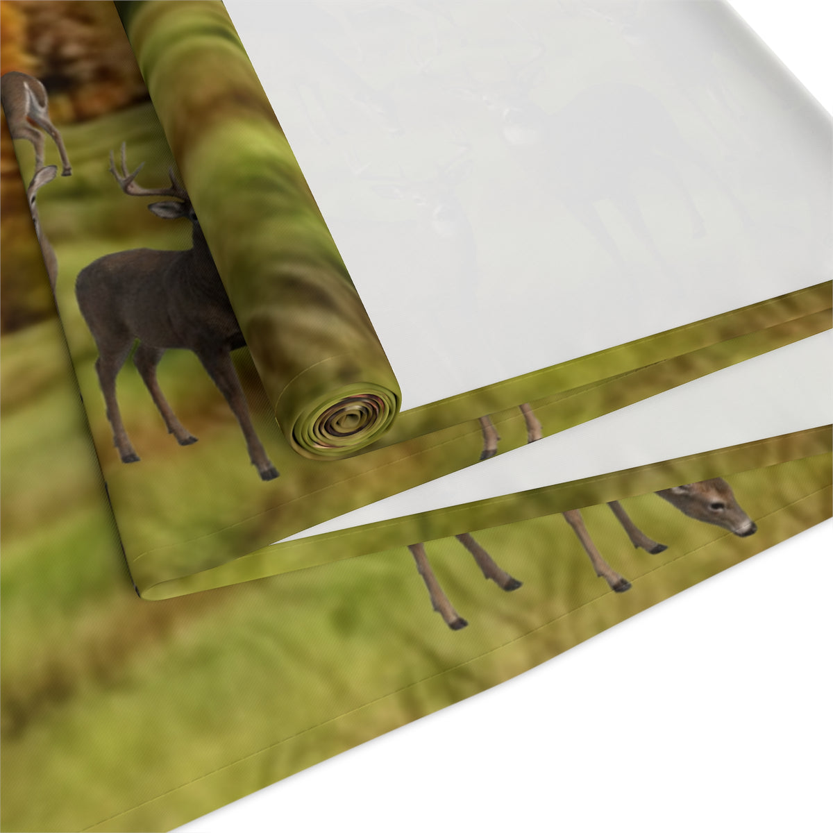 Fall Deer Table Runner | Autumn Wildlife Dining Decor (Cotton & Poly)
