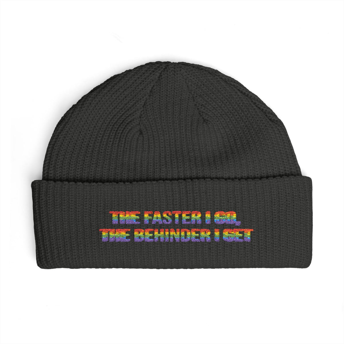 Rainbow Text Patch Cuff Beanie | Pride Embroidered Hat