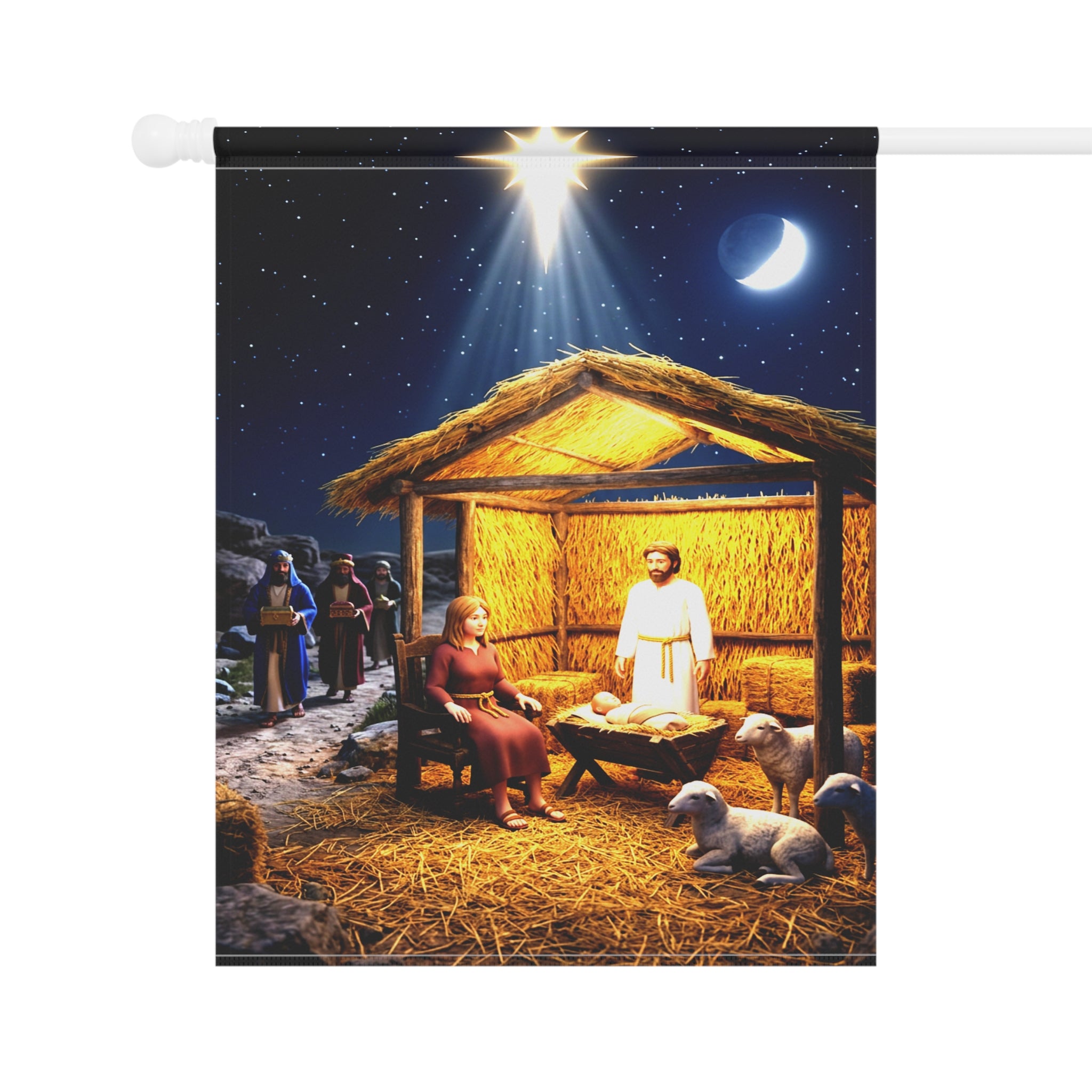 Nativity Scene Garden Banner | Christmas Manger Outdoor Flag