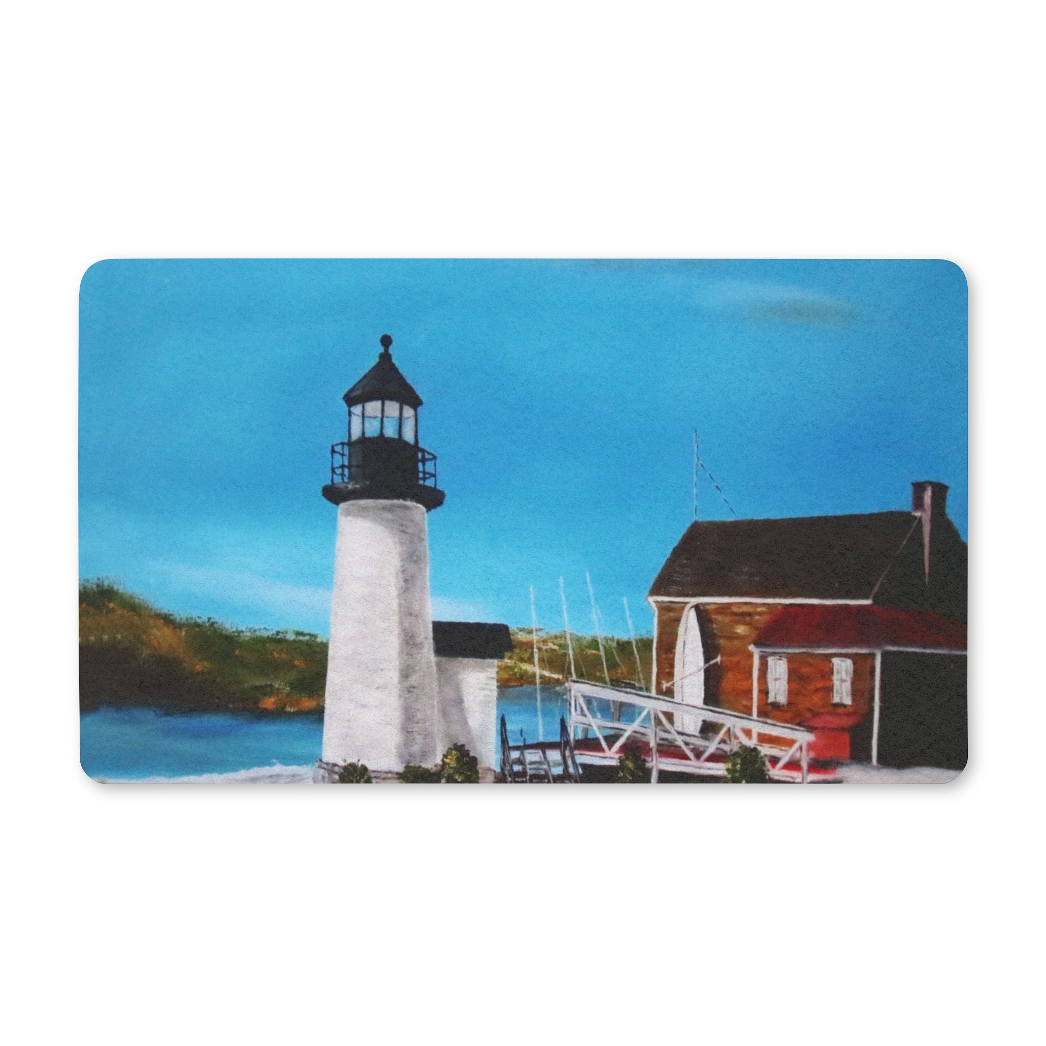 Lighthouse Harbor Scene Doormat | Polyester Doormat
