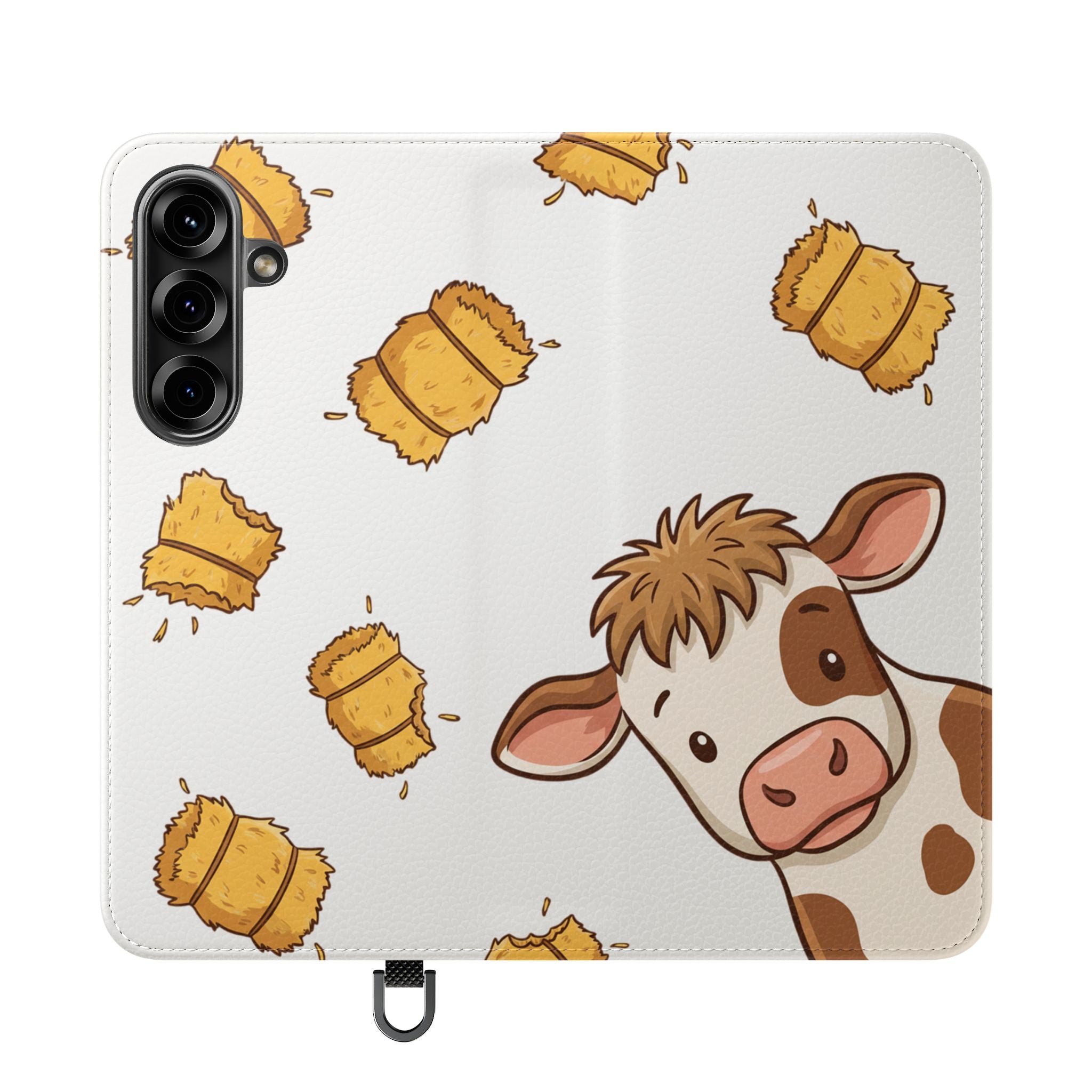 Cow & Hay Pattern Flip Case/ Cute Farm Animal Phone Wallet