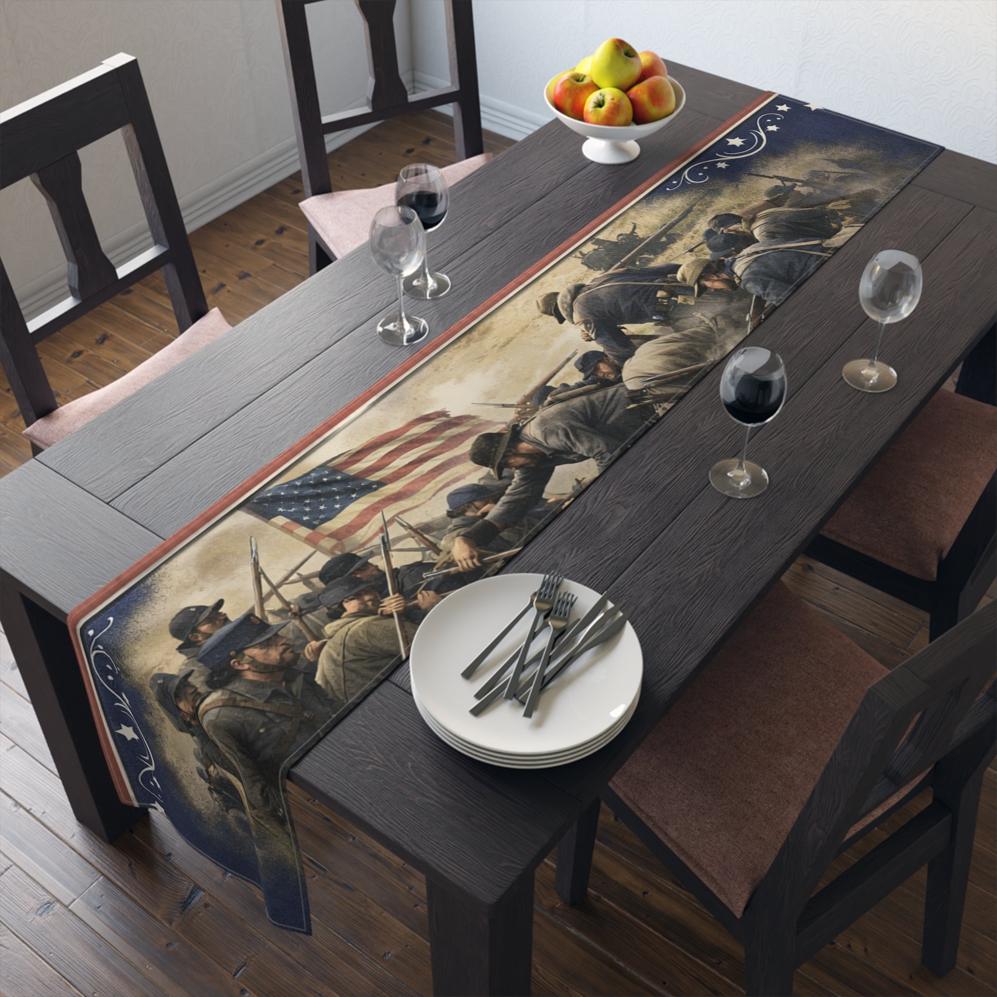 Civil War Soldiers Table Runner | Historical Battle Scene