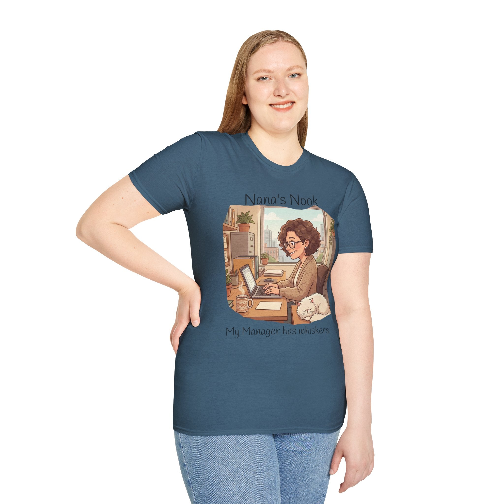 T-Shirt / "Nana's Nook: My Manager Has Whiskers" Cozy Grandma Cat Lover Tee