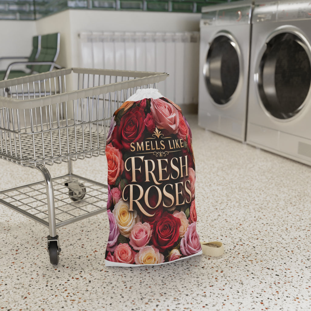 Laundry Bag — "Clothes Smell Spring Fresh" Floral Drawstring Bag
