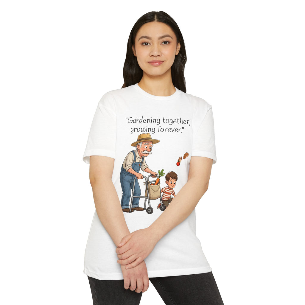 Gardening Together T-Shirt — "Gardening together, growing forever." Grandparent & Child Garden Tee