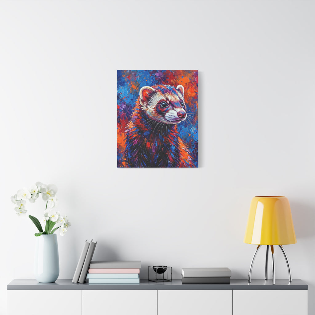 Colorful Ferret Canvas Print /Vibrant Pop-Art Animal Wall Art