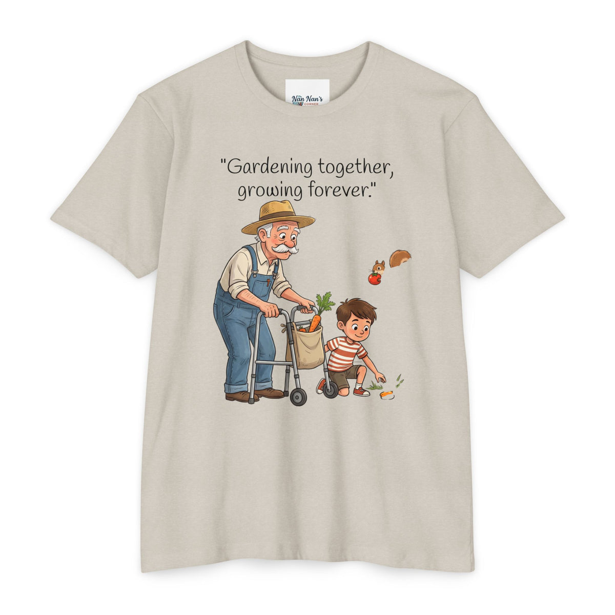 Gardening Together T-Shirt — "Gardening together, growing forever." Grandparent & Child Garden Tee