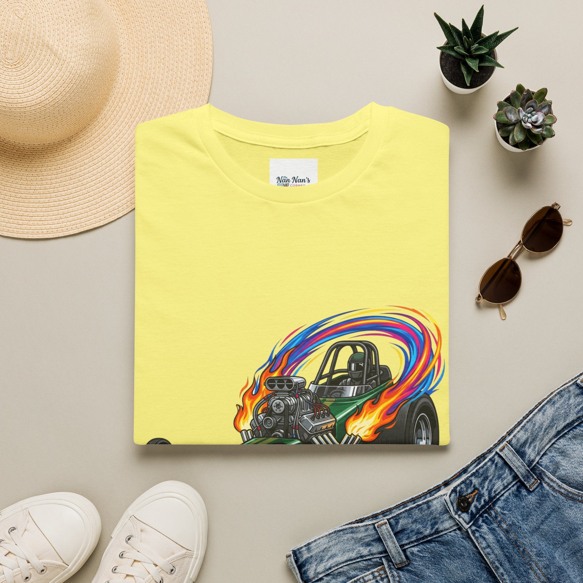 Dragster Racing Unisex Graphic T-Shirt – Novelty Soft Style Cotton Tee