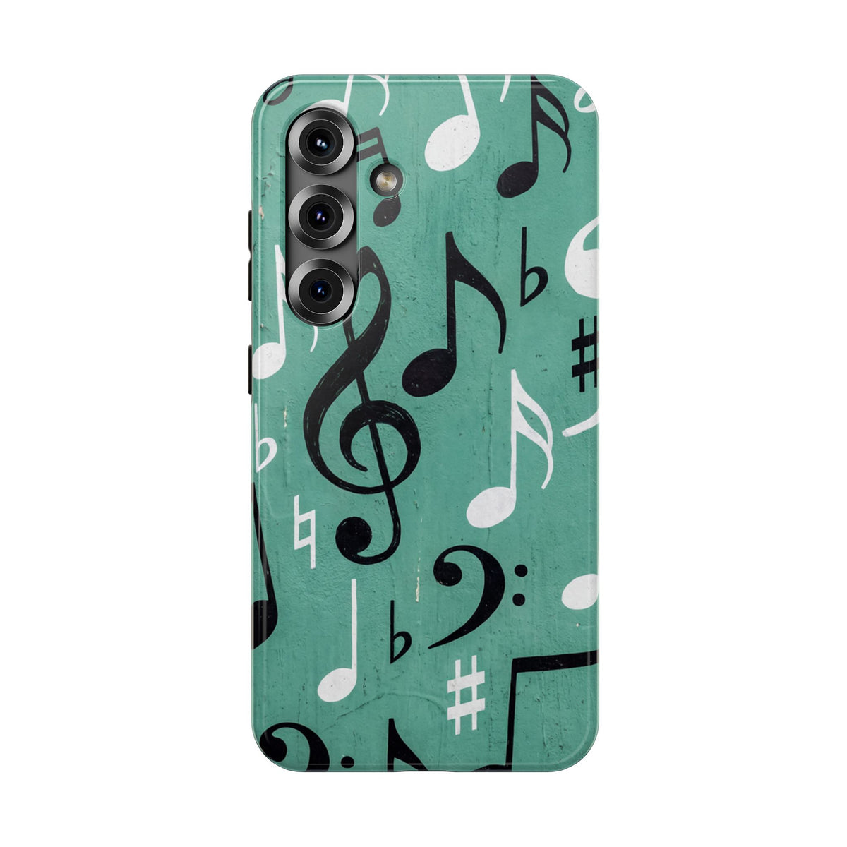Teal Music Notes Phone Case | Impact-Resistant Case