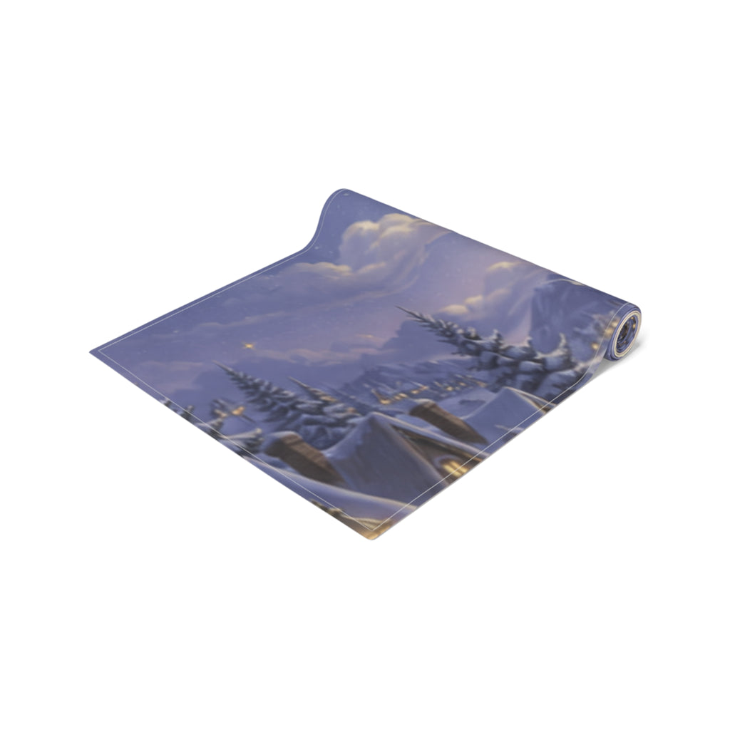 Santa and Reindeer Moonlit Scene Table Runner