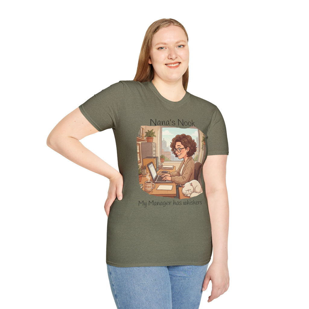 T-Shirt / "Nana's Nook: My Manager Has Whiskers" Cozy Grandma Cat Lover Tee