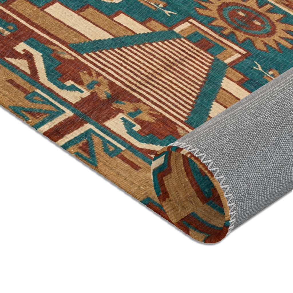 Southwestern Aztec Eagle Pattern Area Rug | Tribal Geometric Floor Mat
