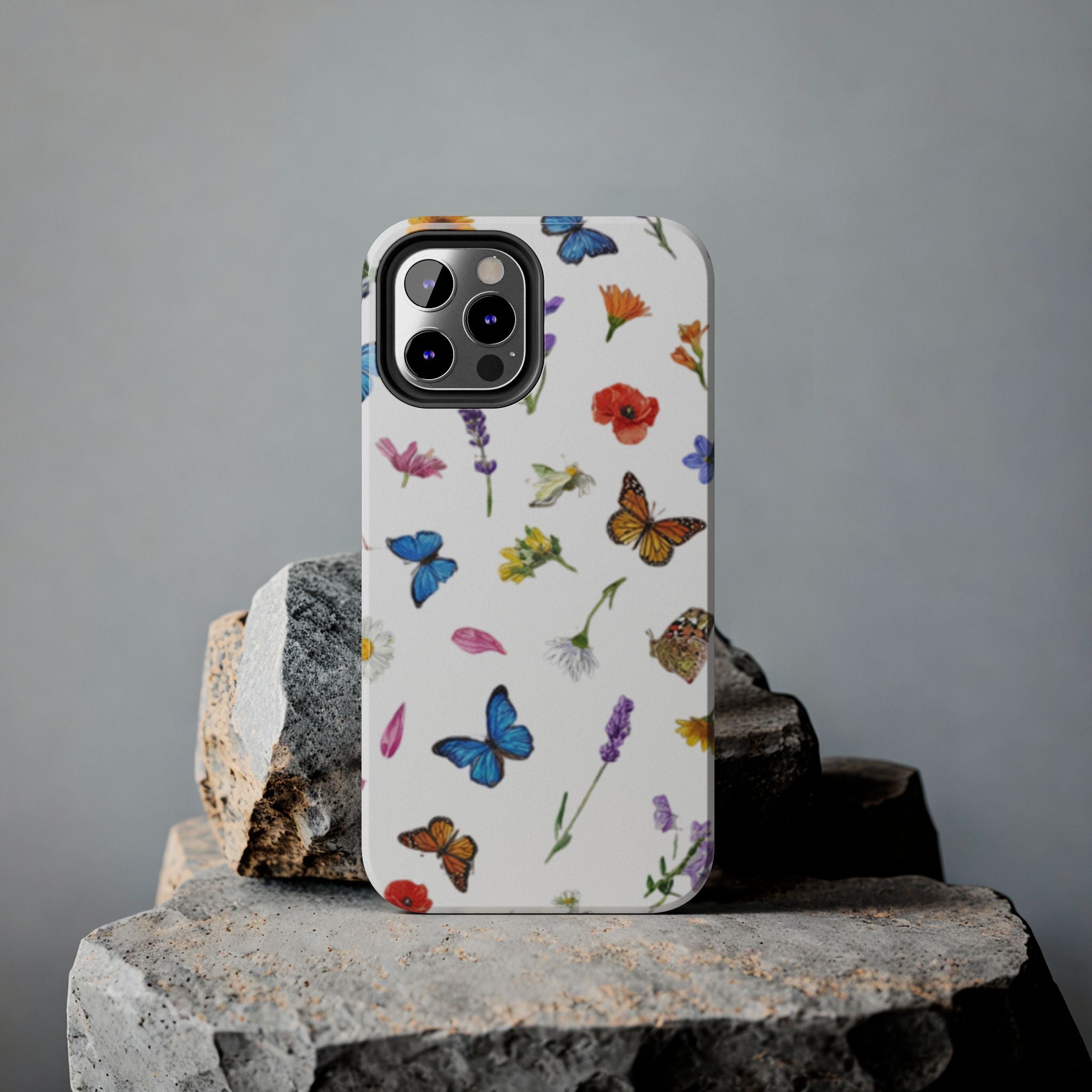 Butterfly Meadow Tough Phone Case / Floral Protective Phone Cover