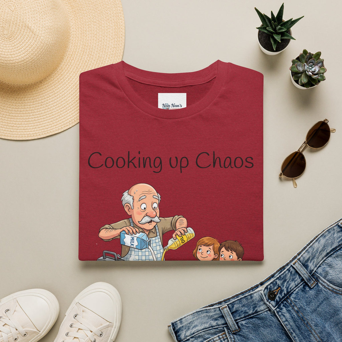 Cooking Up Chaos One Waffle at a Time Unisex Graphic T-Shirt – Funny Kitchen Cotton Tee