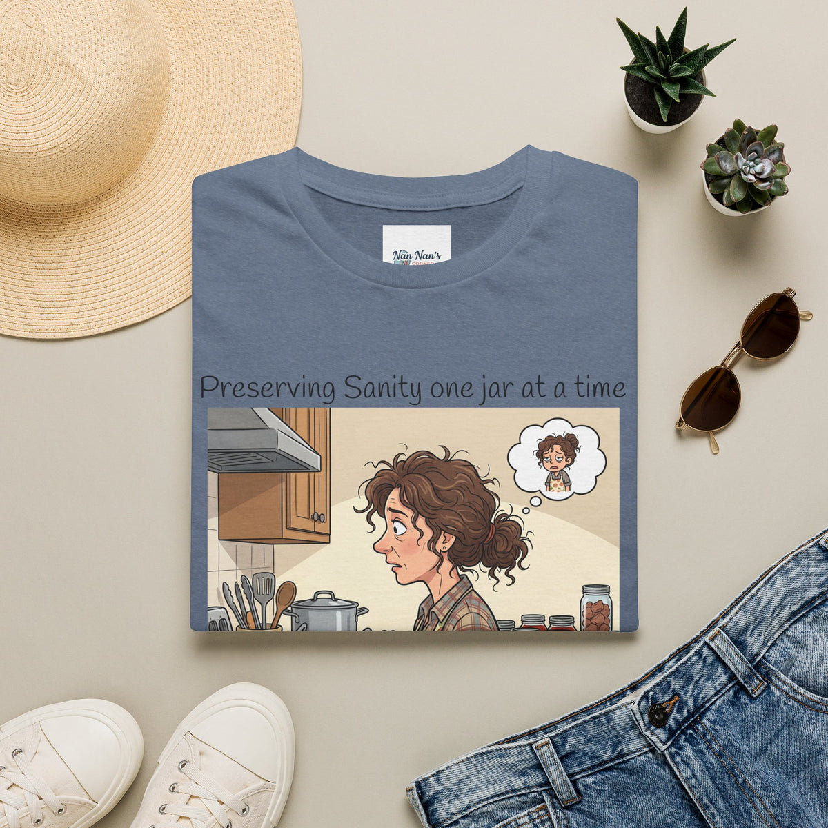 Preserving Sanity One Jar at a Time Unisex Graphic T-Shirt – Funny Canning Kitchen Cotton Tee