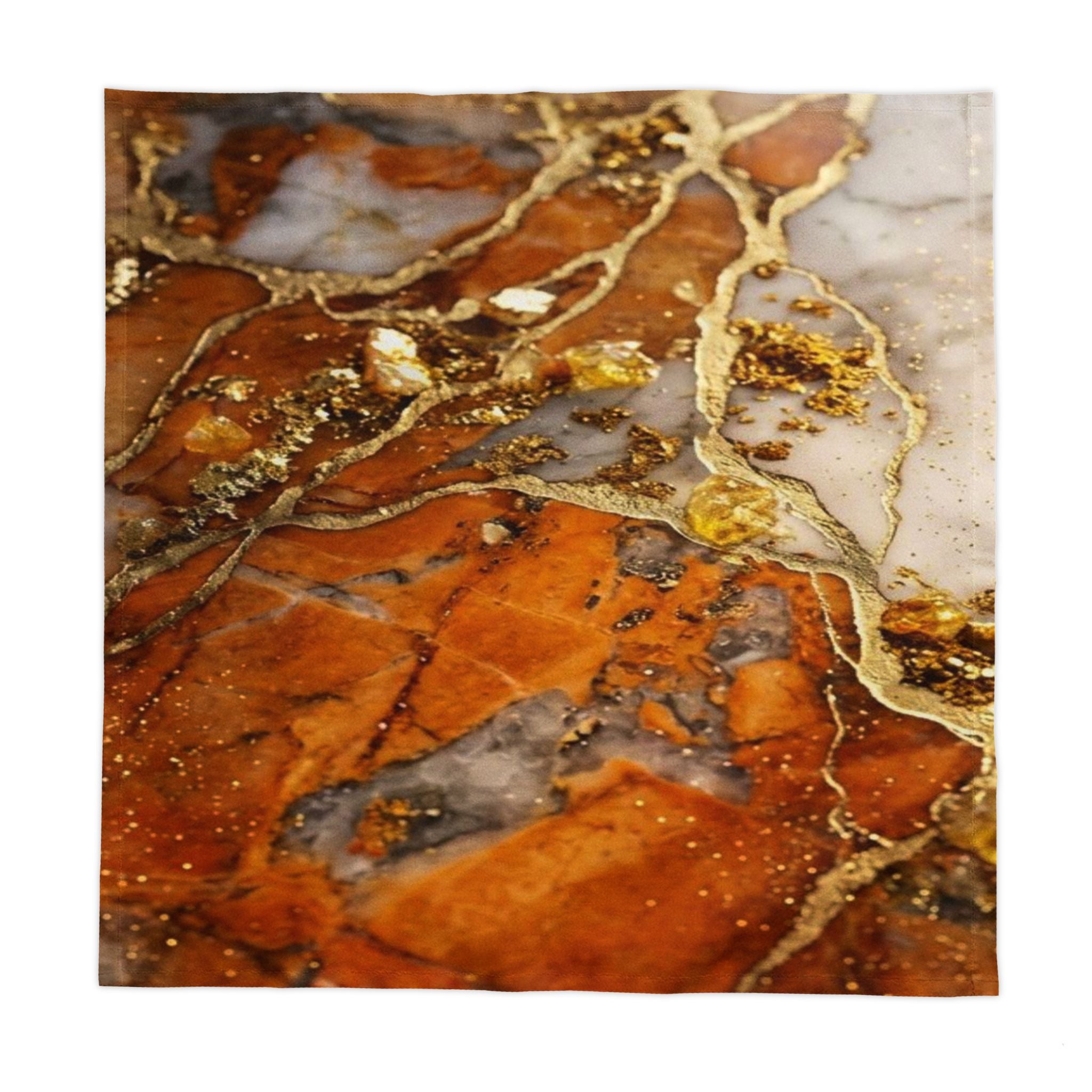 Orange Gold Marble Tablecloths | Marble Pattern Table Cover, Elegant Resin Look