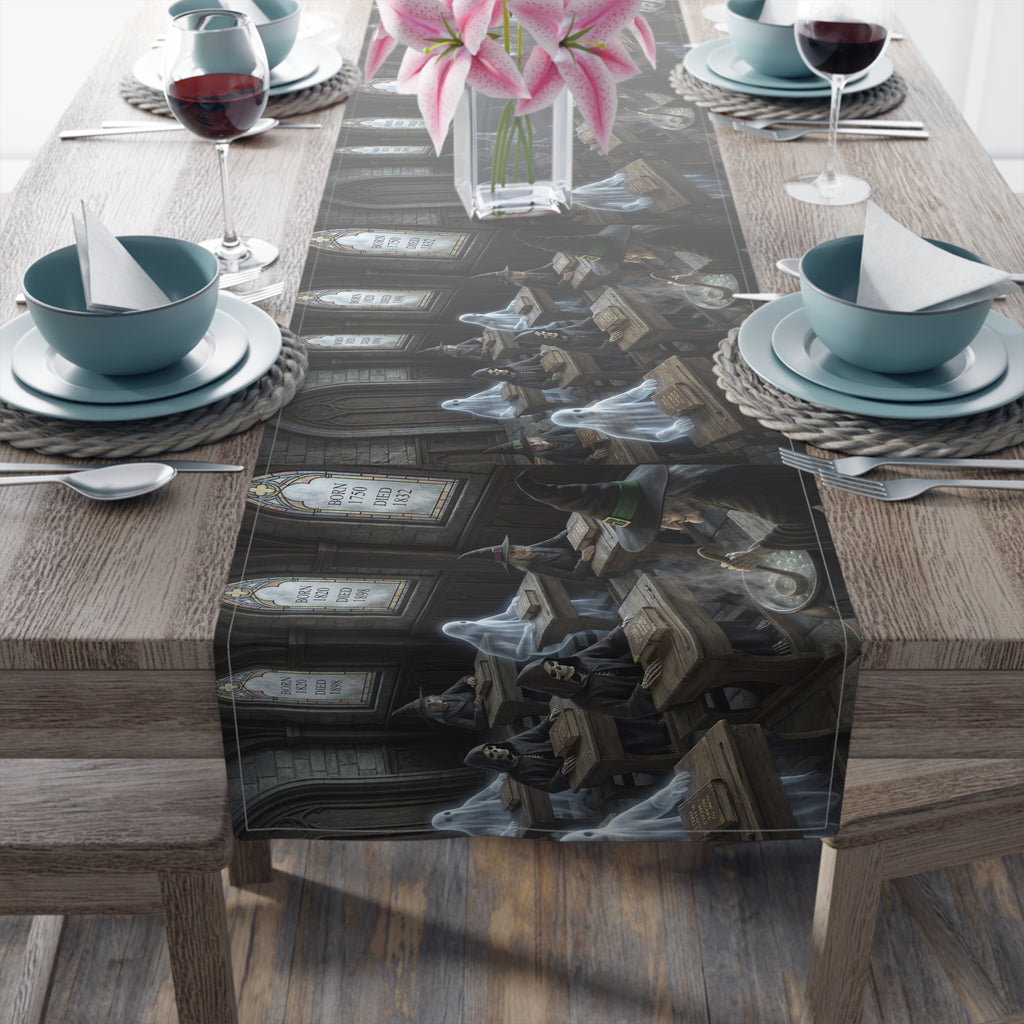 Haunted School Room Scene Table Runner | Halloween Gothic Decor