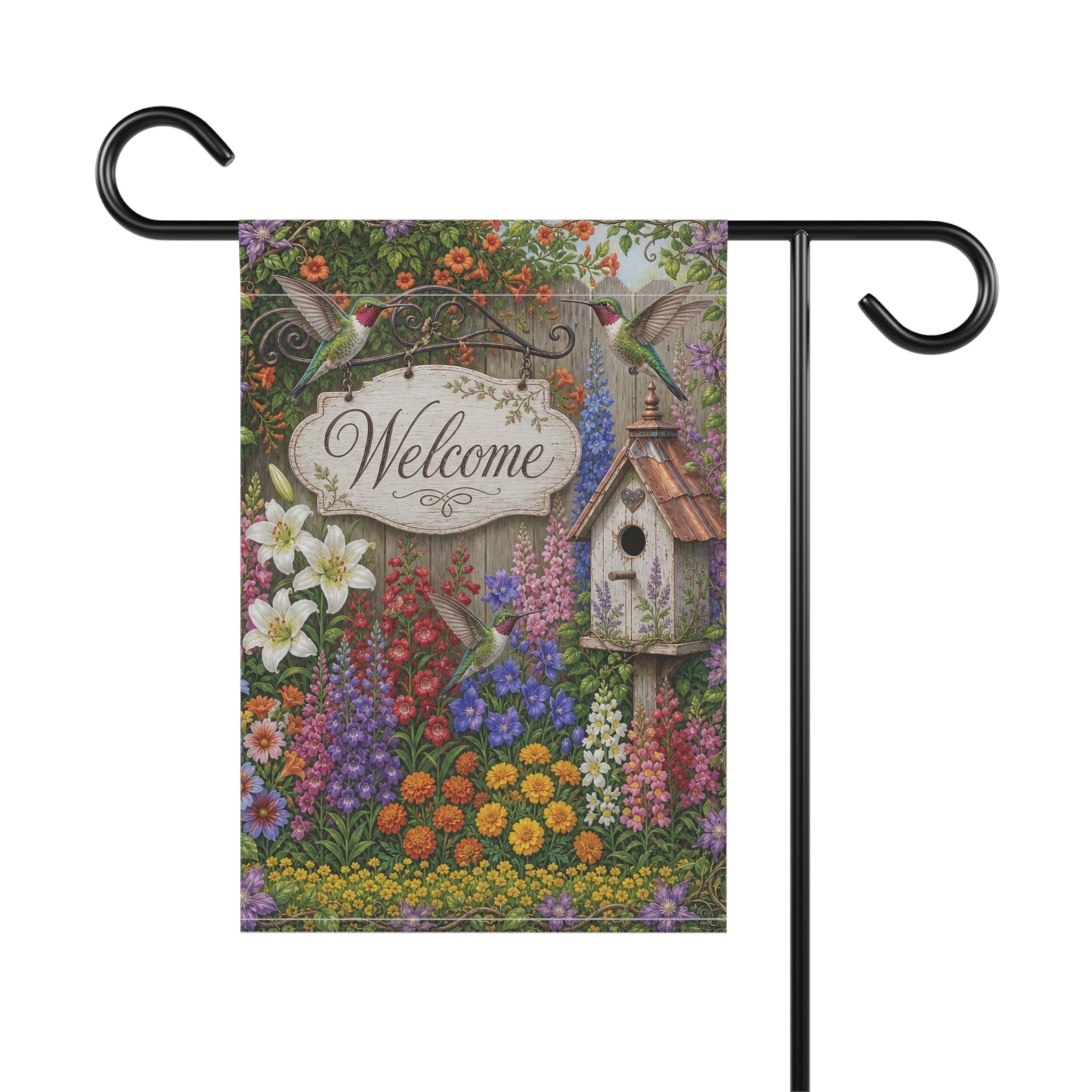 Cottage Garden Floral Banner | House Welcome Flag