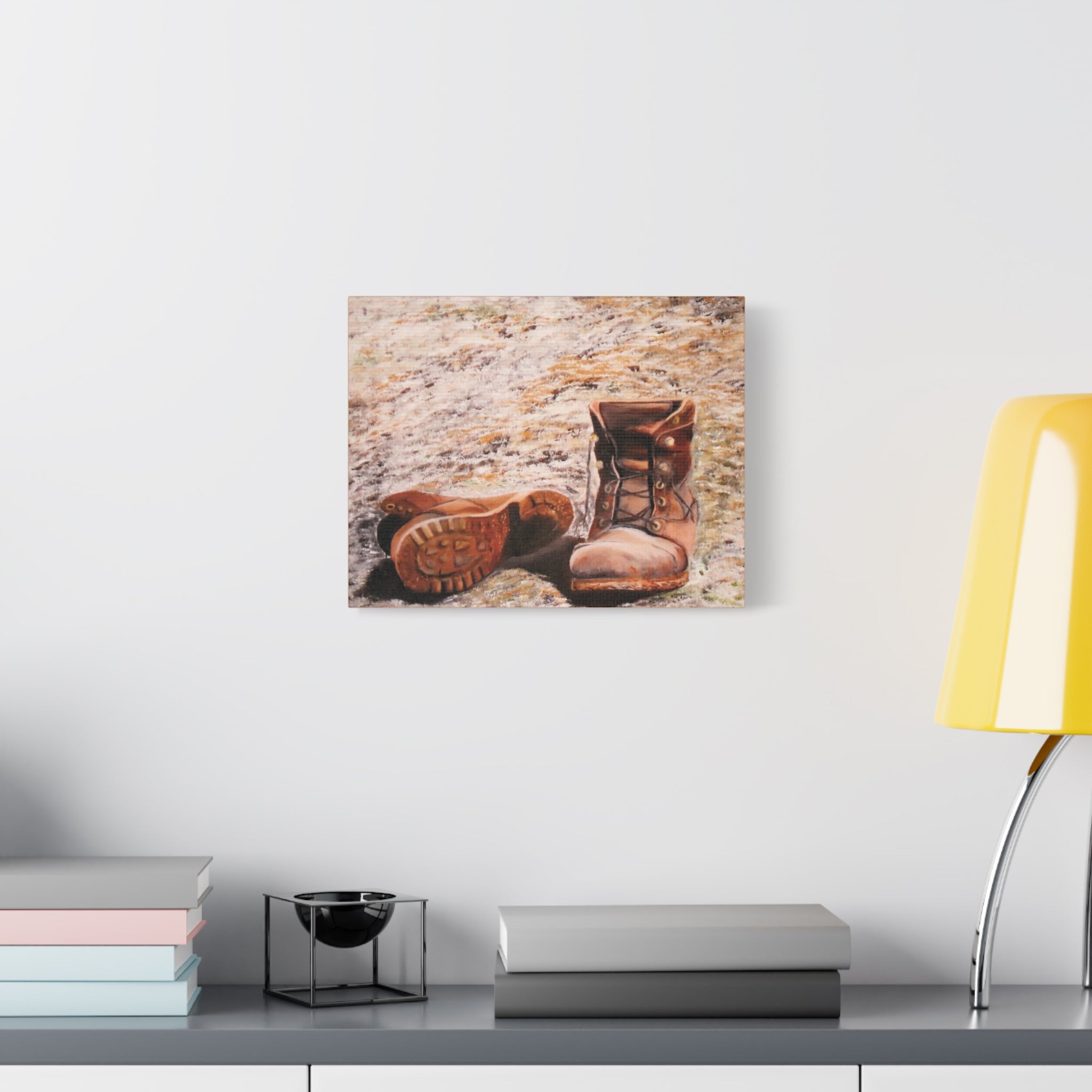 Worn Leather Boots Canvas