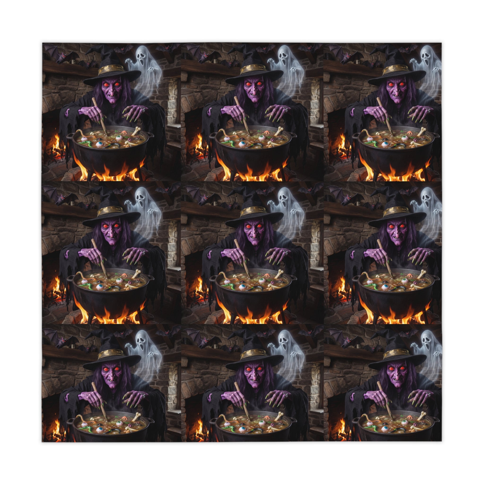 Halloween Witch Cauldron Tablecloth / Spooky Haunted Dinner Party Decor